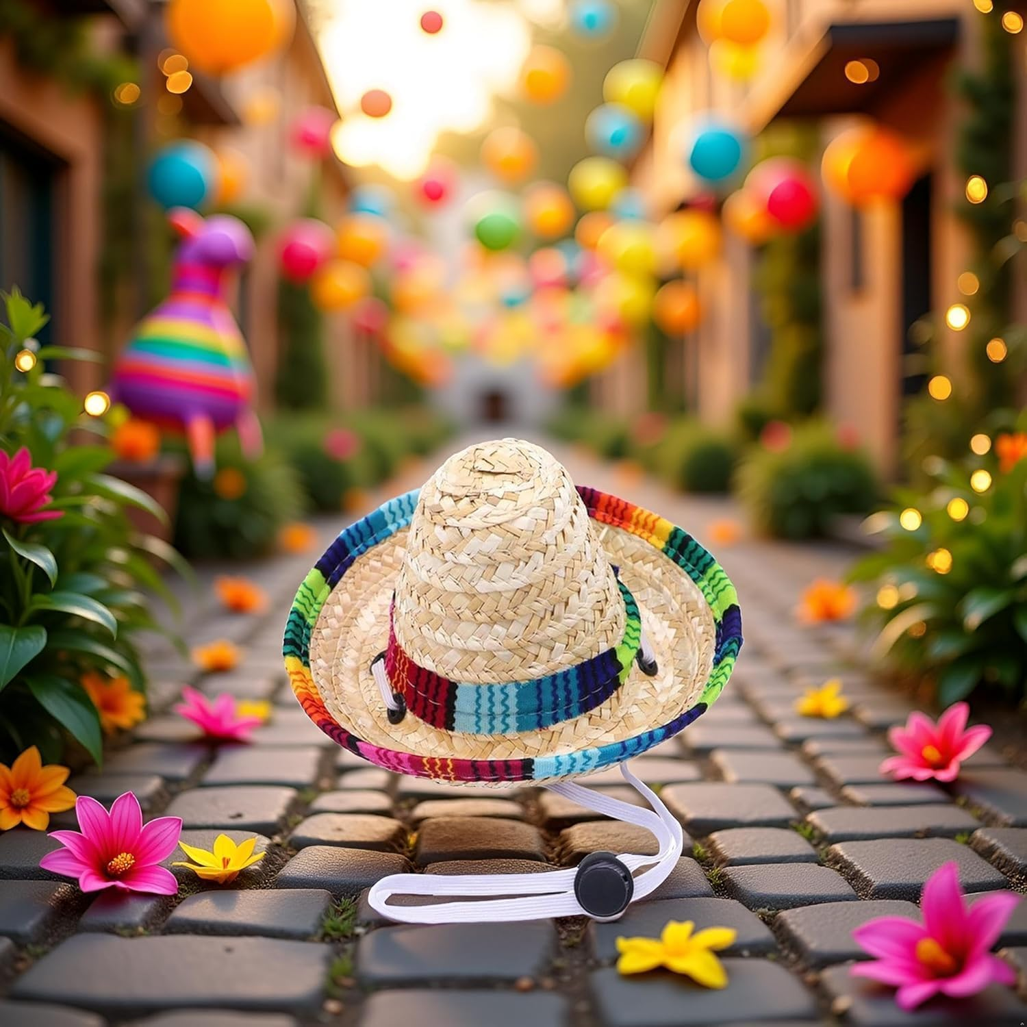 Pet Straw Hat, Cat Sun Hat, Pet Mexican Straw Hat, Mini Sombrero Hat, Party Decorations for Birthday for Small Pets/Puppies/Cats image number 5