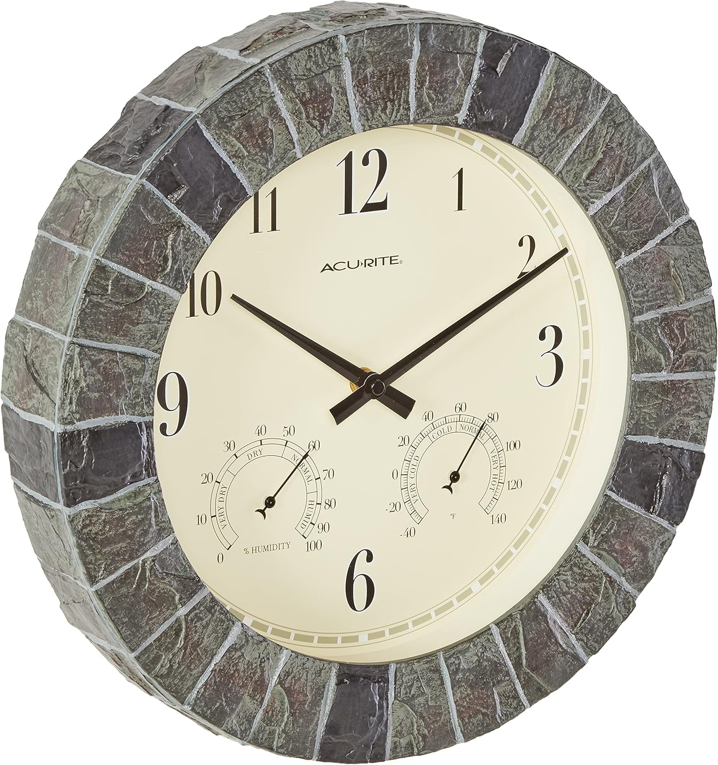 Acurite 02418 14-Inch Faux-Slate Indoor/Outdoor Wall Clock with Thermometer, Hygrometer image number 4