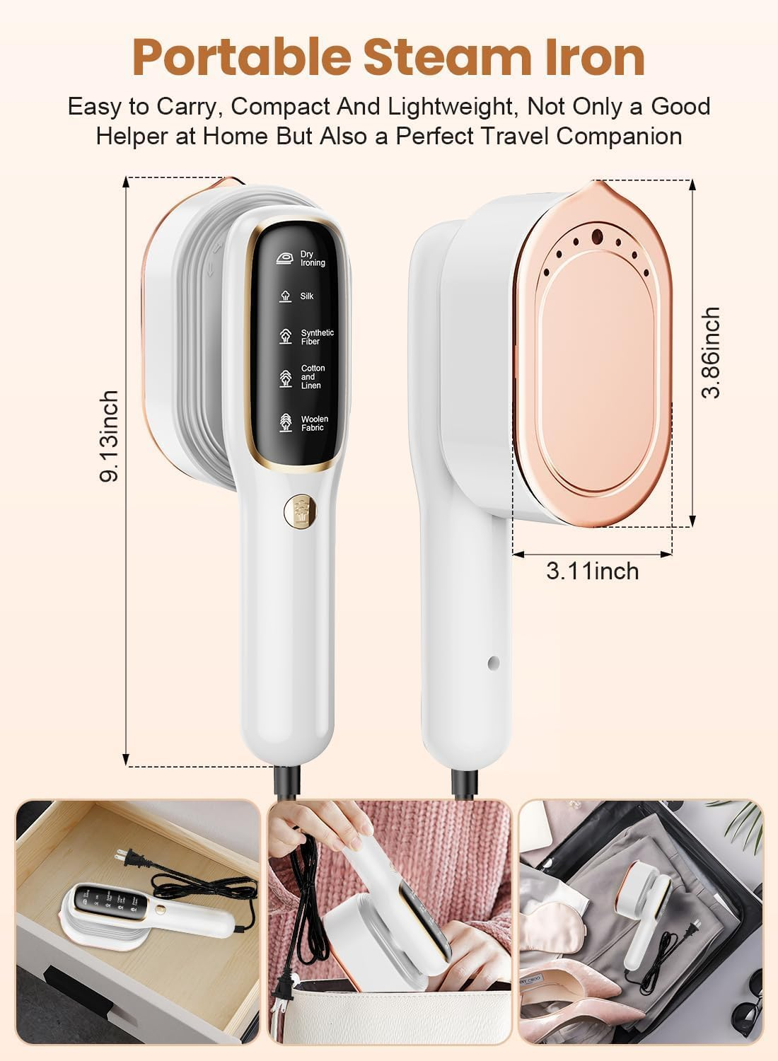 Steamer for Clothes &ndash; 2 in 1 Handheld Ironing Machine, 5 Modes, 15S Fast Heat-Up and Leakproof Design | Lightweight Wrinkle Remover | Steam Iron for Home and Travel | Black Colour image number 4