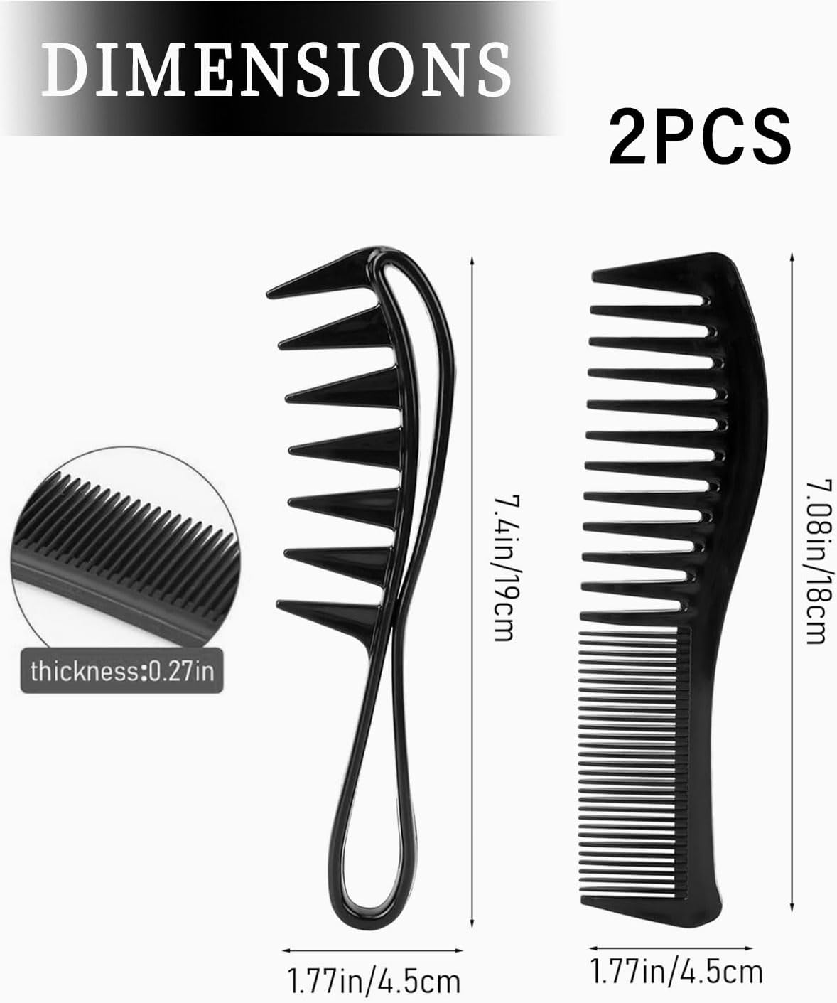IPNSDON 2 Pieces Hair Comb Wide Teeth Hair Comb Set Styling Comb Curling Comb Anti-Static Comb with Wide Teeth Hair Styling Tool Suitable for Daily Comb Hair image number 4