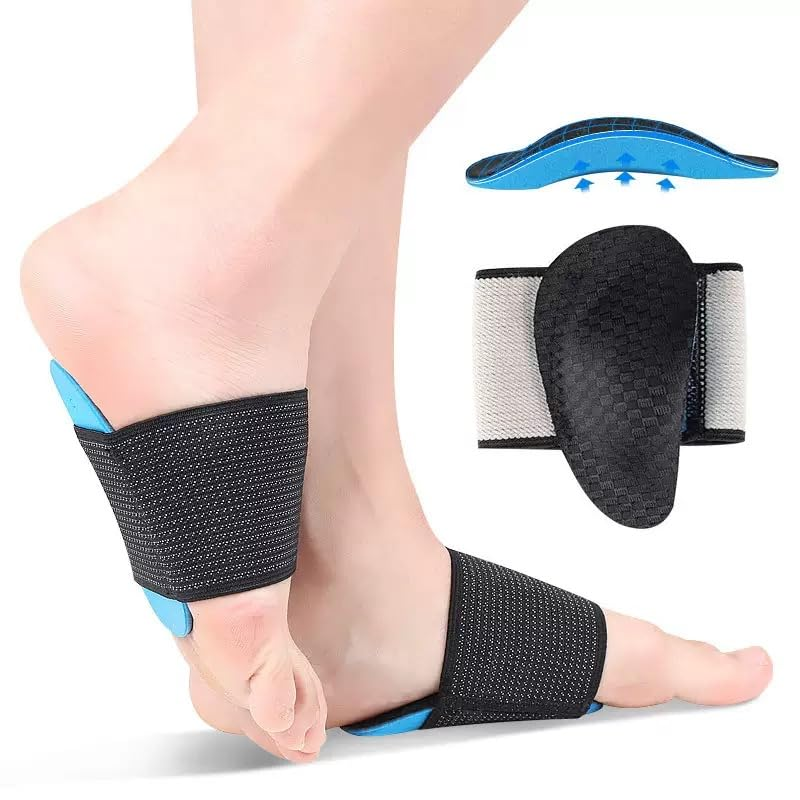 Orthopedic Arch Support Brace, Compression Foot Sleeve with Cushioned Pad, Adjustable Wrap for Plantar Fasciitis Relief(Black) image number 5