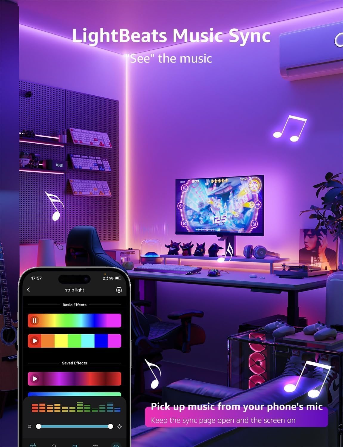 Lepro SE1 AI Smart RGB LED Strip Lights 10M, Voice & App Control, Works with Alexa & Google Home, Music Sync, AI Lighting Design Assistant, Colour Changing LED Light for Bedroom, 2.4G Wifi, No Remote image number 4