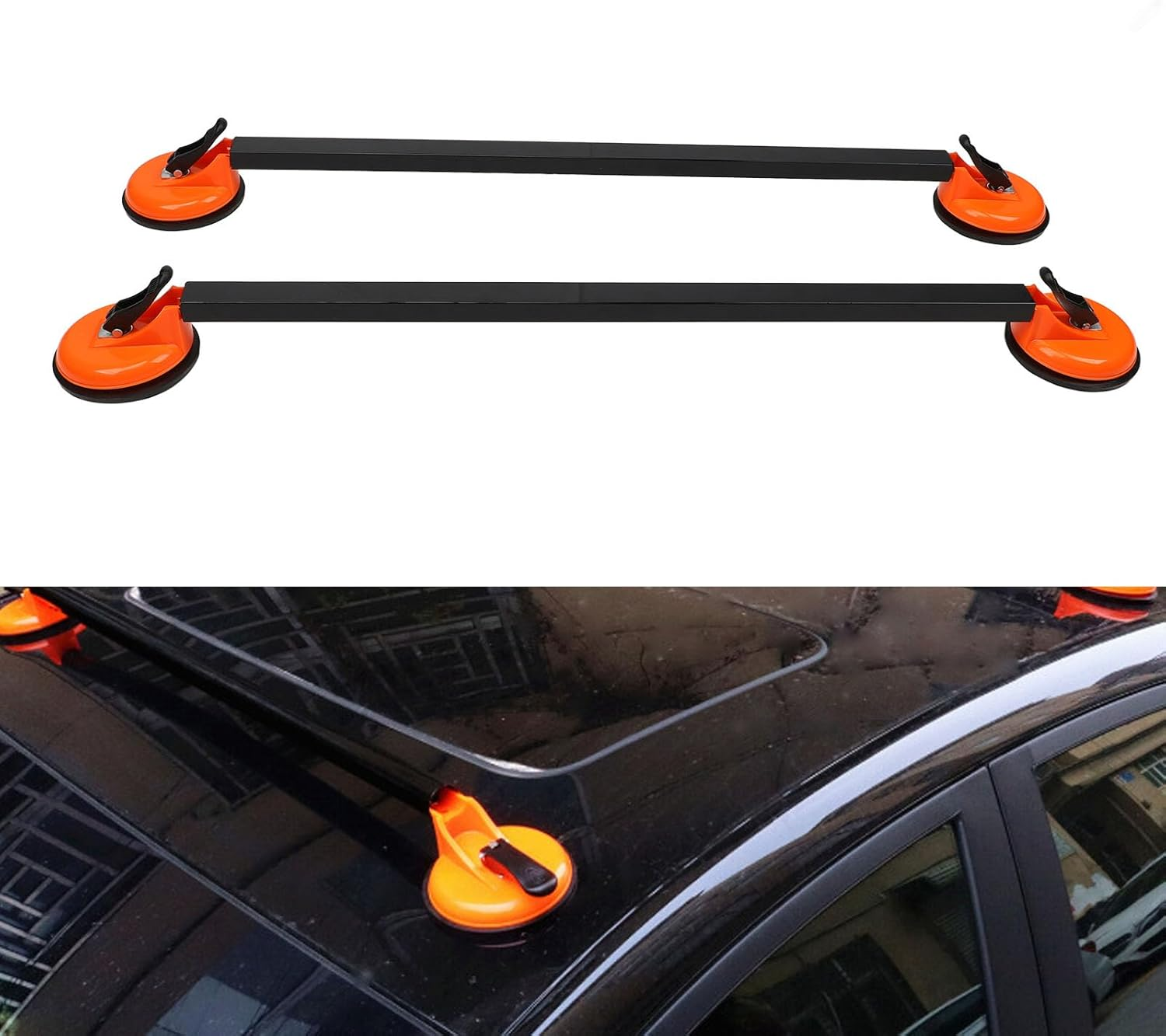 Car Roof Rack Cross Bars, 2Pcs 36.22 Inch Square Steel Tube Suction Mount Rooftop Cargo Luggage Carrier Bars, Universal Multifunctional Car Luggage Rack for Suvs, Sedans And