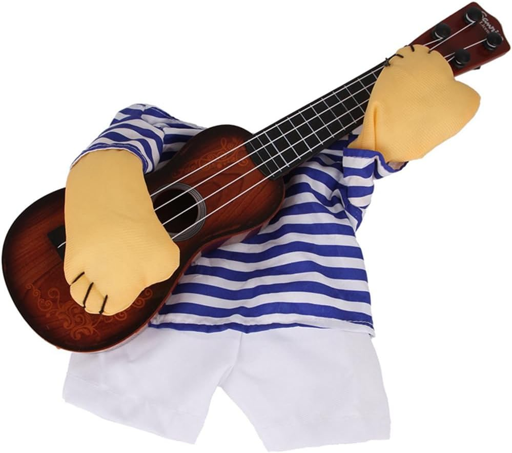 VENEKA Pet Guitar Costume - Dog Costume Funny Cat-Clothes Dogs-Cats Super Funny Guitarist Style Pet Clothes Best Gift XL Easy to Use image number 2