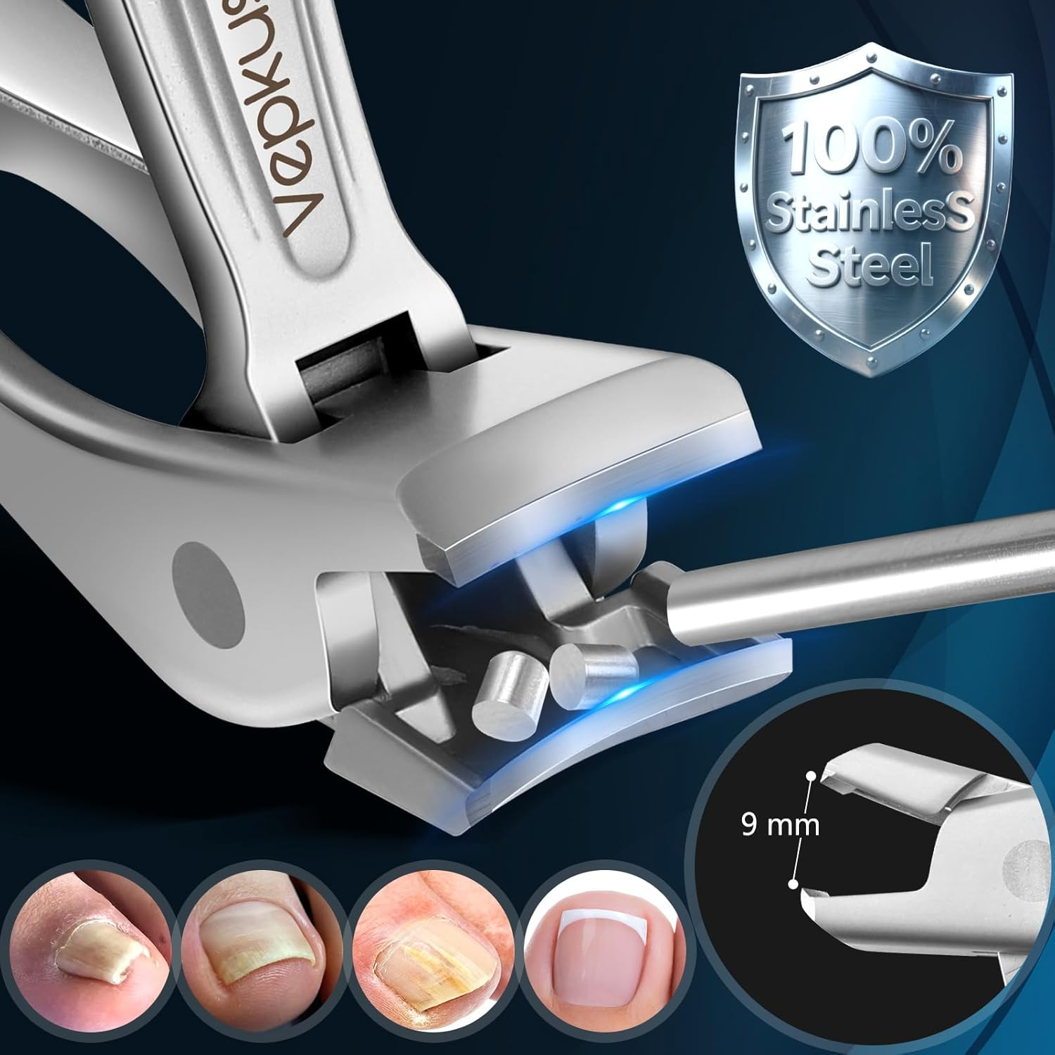 Vepkuso Nail Clippers&Toenail Clippers for Thick Nails for Seniors | Toe Nail Clippers Set for Ingrown Nails for Men | Manicure Kit &Nail Cutter for Women (Sliver(Ac))