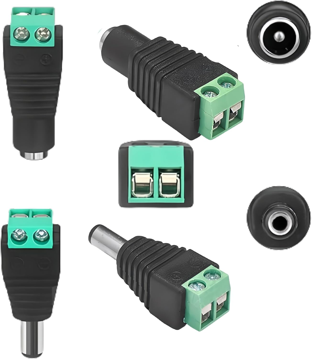 Clearhill 20Pcs (10Pcs Male+10Pcs Female) Power Connectors and 10Pcs Red and Black Wires,5.5Mm X 2.1Mm Power Jack Socket for 5-24V Led Strip,Camera Cable Wire Ends Plug Barrel Adapter image number 4