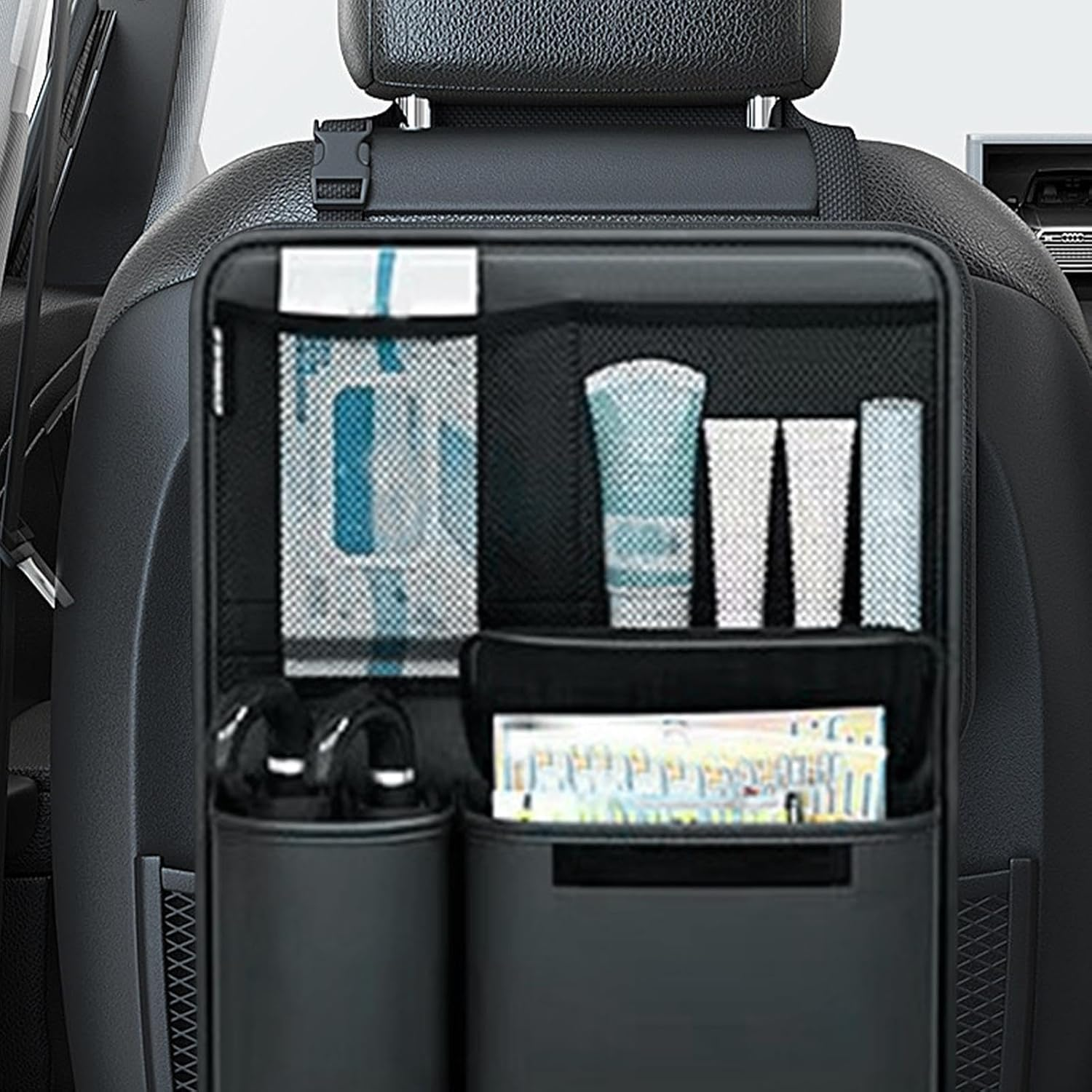 Generisch Back Seat Car Organiser, Car Seat Storage Bag - Car Storage, Seat Pocket, Headrest Organiser, Car Document Holder with Large Capacity for Motorhomes, Suvs, Trucks image number 5