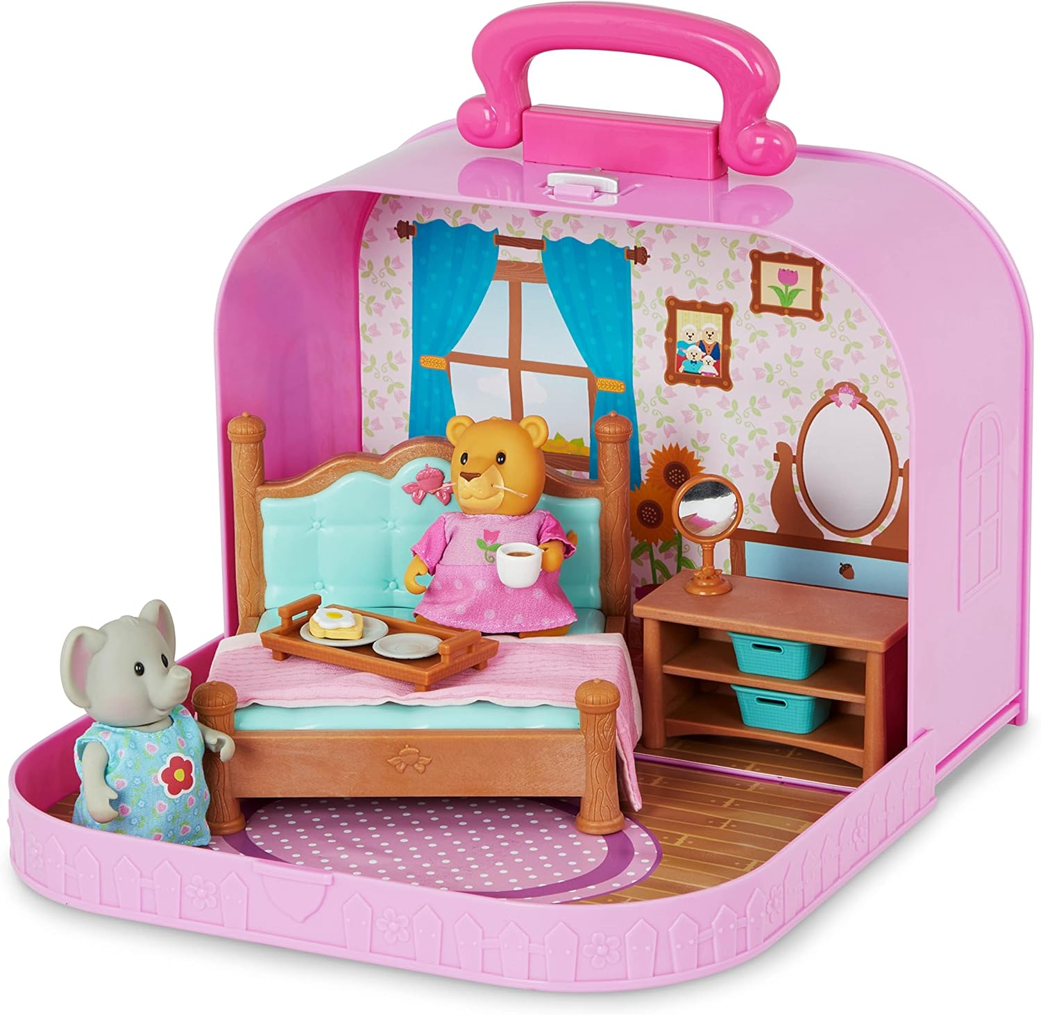 Li'L Woodzeez &ndash; Portable Dollhouse Playset with 2 Posable Figures &ndash; Playhouse Toy with Travel Suitcase &ndash; Mini Furniture & Accessories &ndash; Imaginative Play for Kids Ages 3 Years and up &ndash; Collectible image number 4