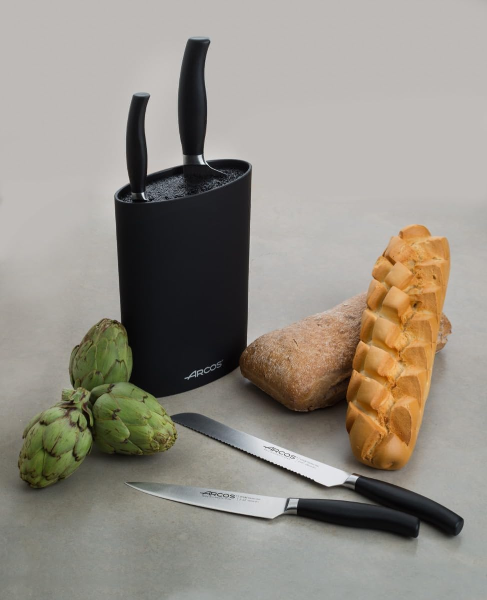 Arcos Forged Kitchen Knife Set 4 Pieces (Paring Knife + Kitchen Knife + Chef'S Knife + Bread Knife) Nitrum Stainless Steel, Polypropylene POM Handle, Series Clara, Black Color image number 4