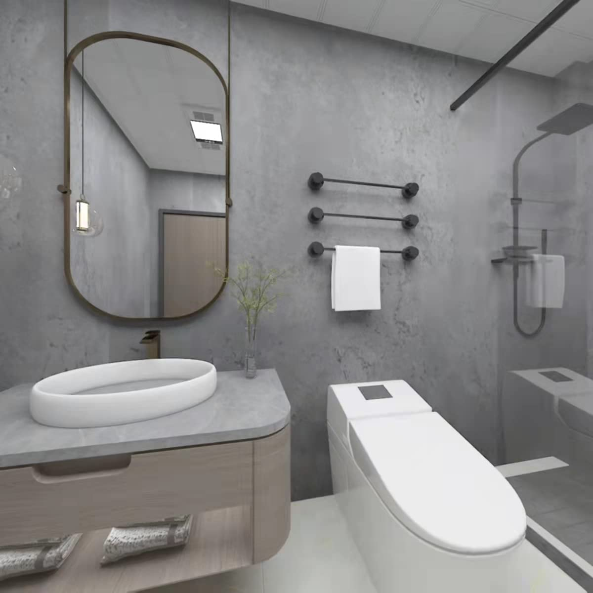 16"&times;118" Dark Grey Black Concrete Wallpaper Peel and Stick 3D Matte Textured Thick Concrete Cement Contact Paper Vinyl Wrap Removable DIY Tile Wall Sticker for Walls Countertop Cabinet Kitchen Island image number 5