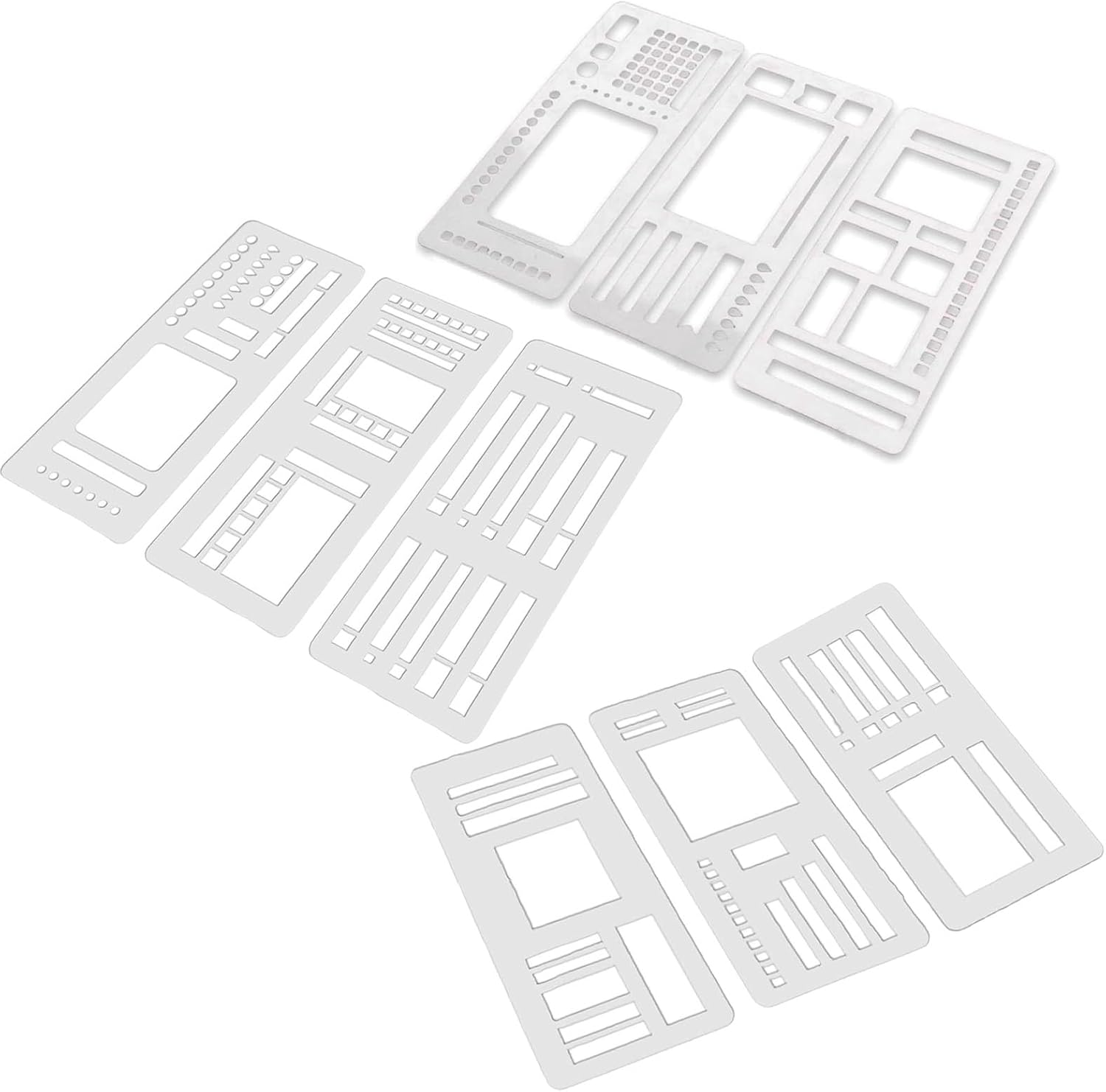 Handmade Flexible Record Template, Planner Stencils Handmade Flexible Record Template, 3-Pack Bulletjournal Stencils, Versatile Drawing Templatekit for Drawing Rectangle Checkboxes (A)