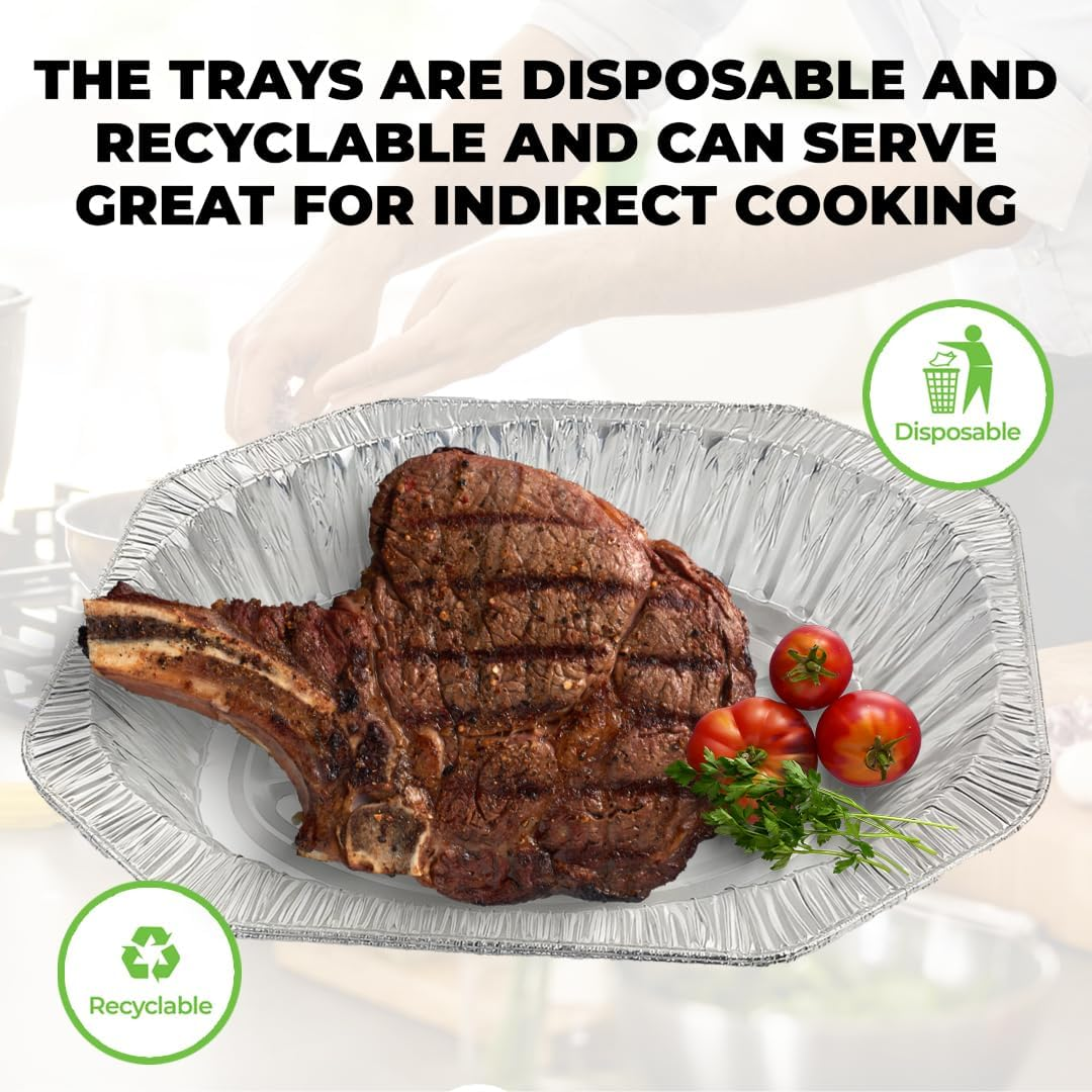 [10Pk]Home Master Aluminium Large Foil Tray, Heavy Duty, Durable, Seals in Freshness, Reusable, Disposable and Recyclable (45Cm X 35Cm X 7Cm) image number 2