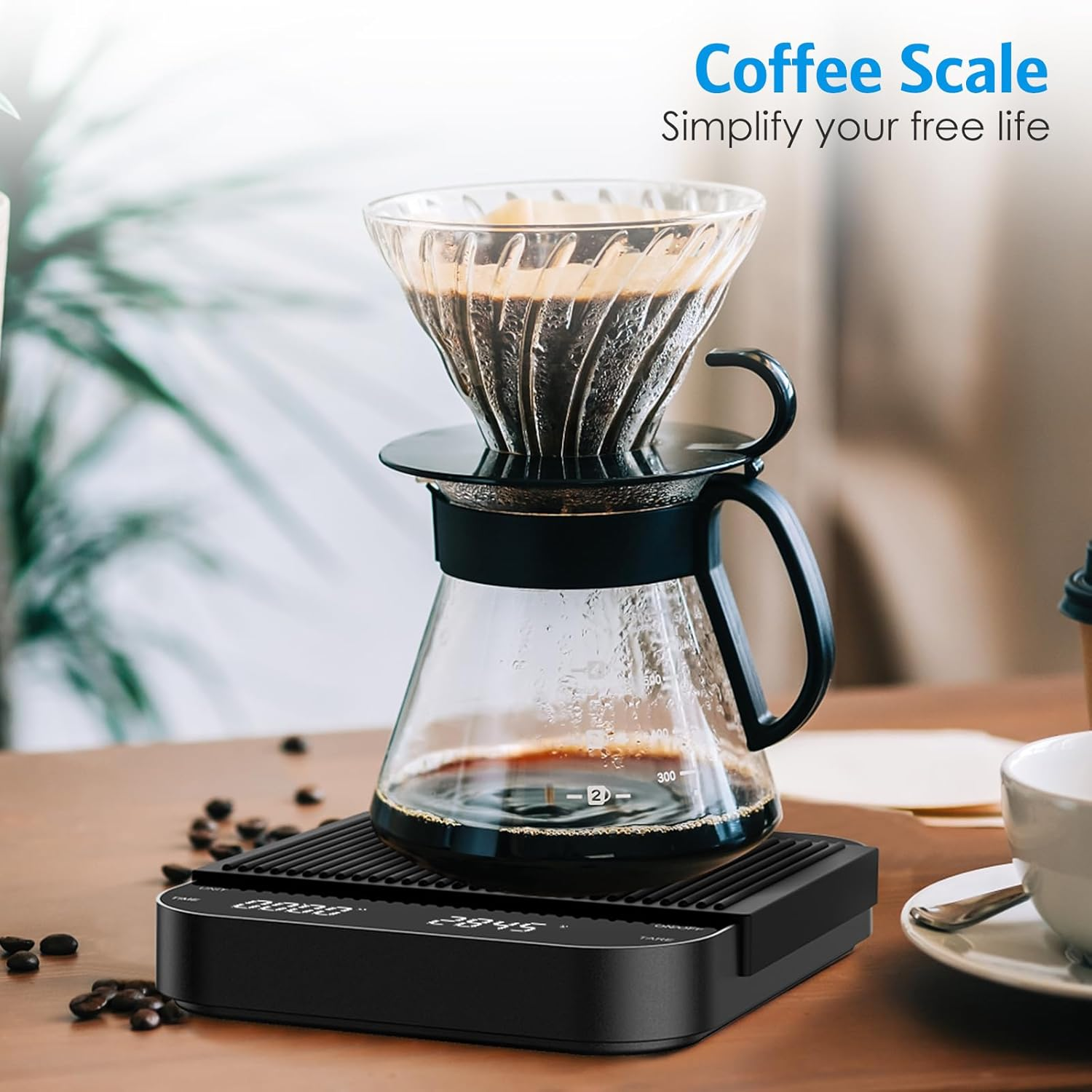 AMIR Digital Coffee Scales with Timer, 3 Kg/0.1 G Rechargeable Espresso Coffee Scale, LED Display Espresso Scale with Tare Function, Temperature Resistant, Auto Shut Off, Units Conversiona image number 4