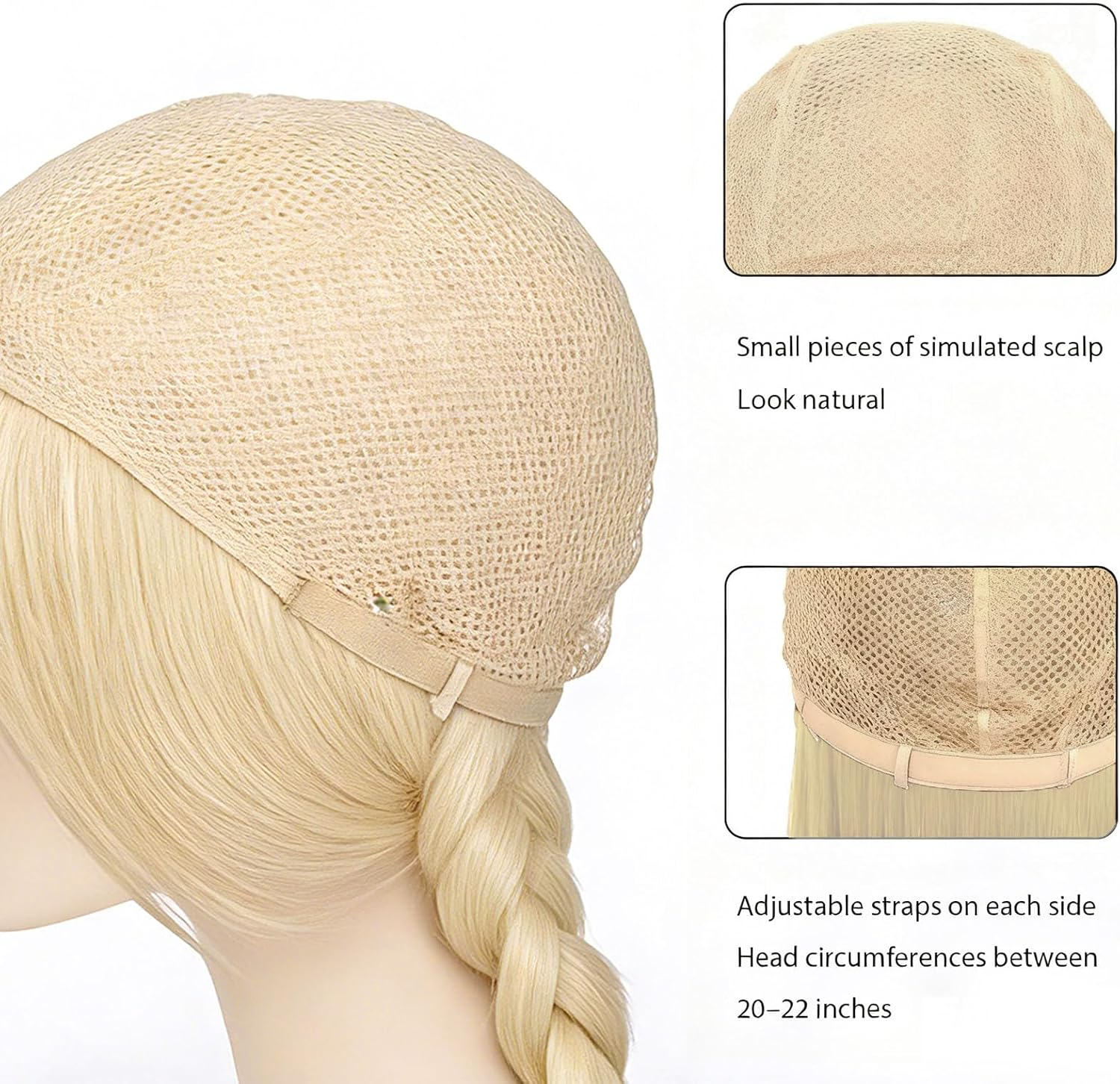 Luxiremi 26 Inch Long Blonde Braided Wigs for Women and Girls for Fancy Dress for Wednesday Addams Halloween Costume Cosplay Wig