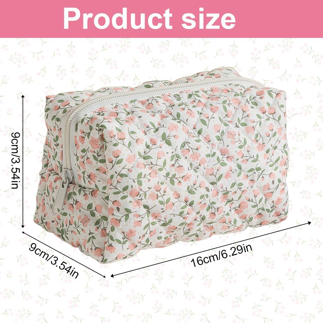 CATOR Flower Cosmetic Bag, Small, Portable Toiletry Bag, Make up Bag, Multifunctional Makeup Bag Organiser for Travel, for Women and Girls (B)