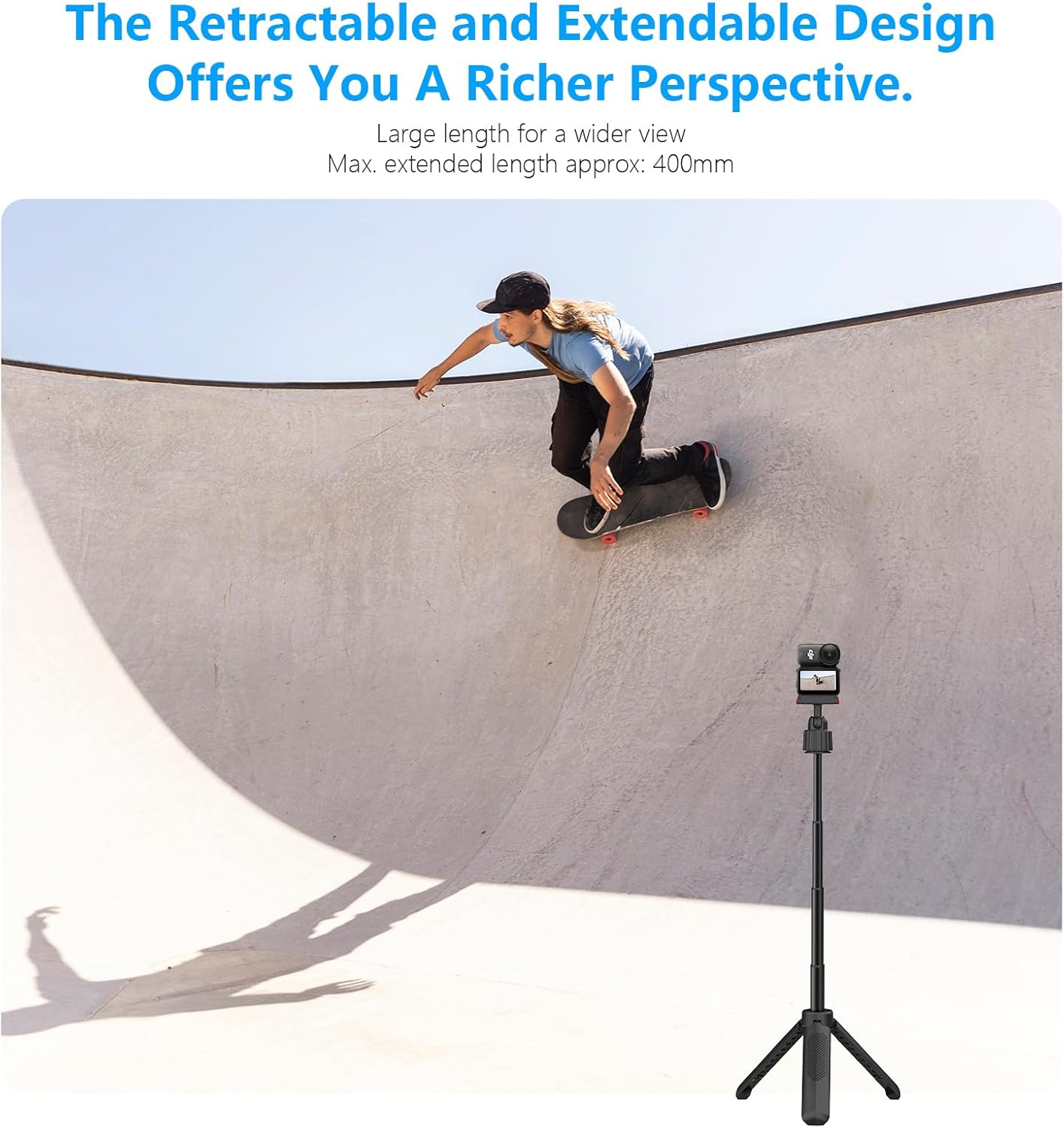 40Cm/15.75" Selfie Stick Tripod Stand for Osmo Nano Action 6 with Magnetic Quick Release Adapter, 360 Rotation Mini Extension Rod Extended Pole Handle Grip Monopod for DJI Nano Osmo 6 Accessories image number 1