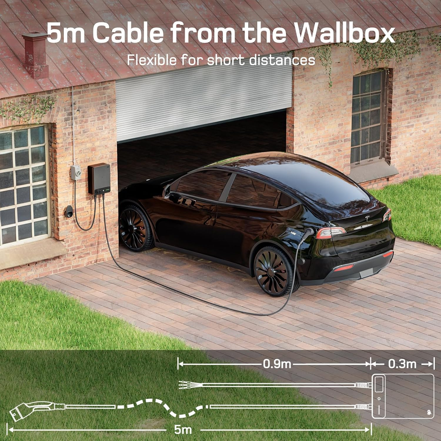 D&eacute; EV Charger Wallbox 7.4Kw APP [6-32A, 1-Phase] EV Charging Station with 5M Type 2 to Type 2 EV Charging Cable, RFID, EV Charger 32A with RCD Type-B for Model Y/3, BYD/MG and Other BEV/PHEV image number 6