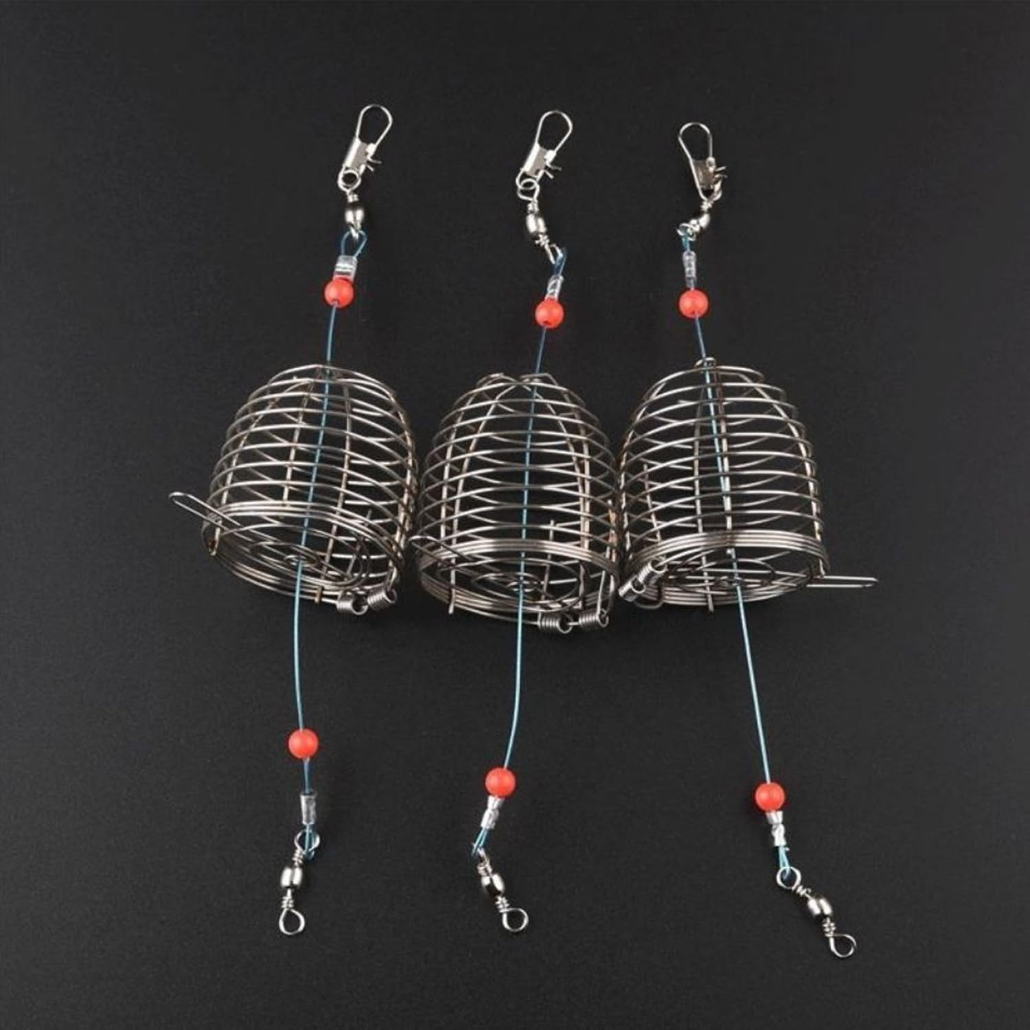 Taicols Fishing Bait Traps Cage,10 Pcs Stainless Steel Feeder Basket Lure Holder Tackle Metal Lures Hamper Crawfish Baskets Fish Carp Crab Accessories Hair Crayfish Spring Rod Coil Banks Chum Bag image number 5