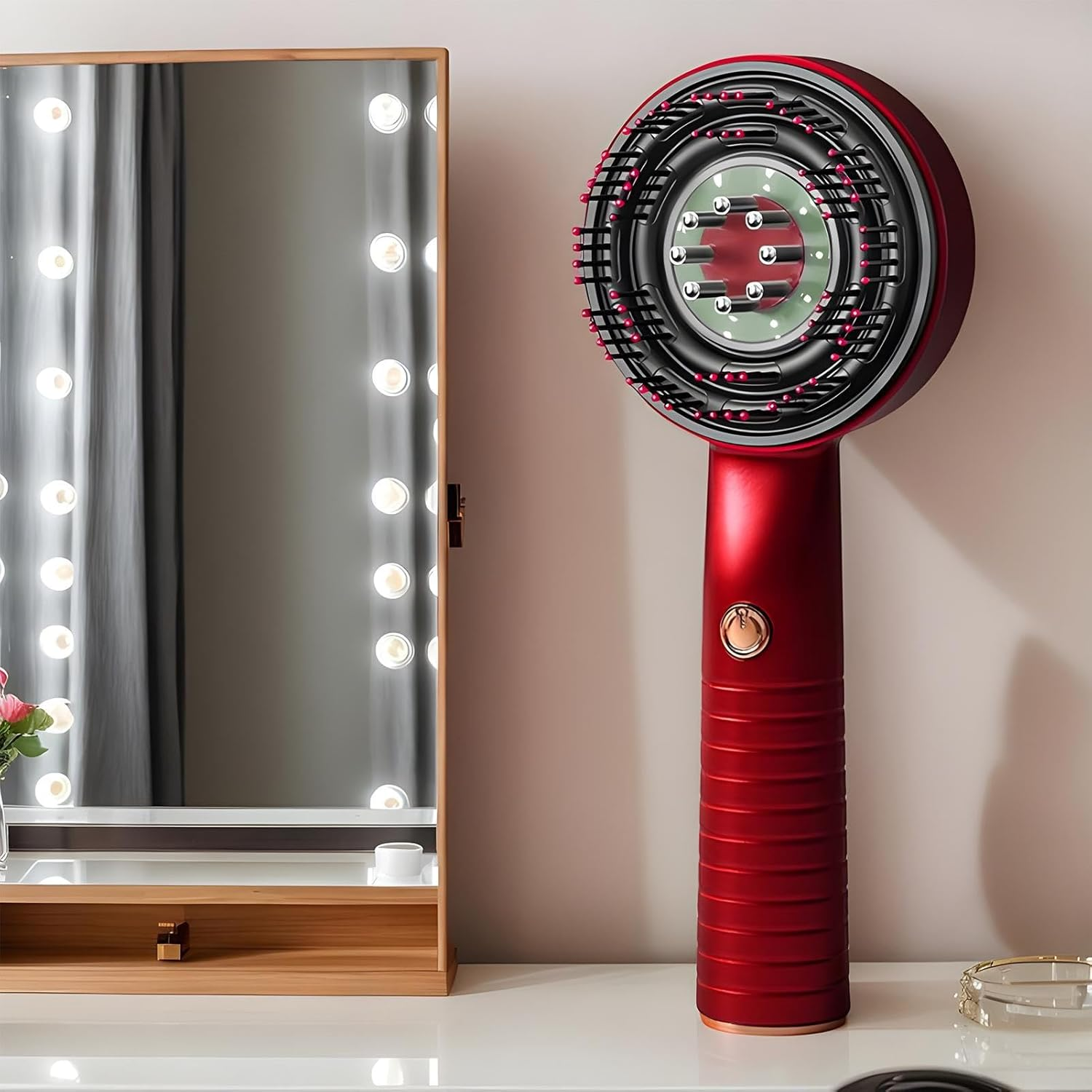 Rronnoy Scalp Massager | Electric Scalp Massager Brush | Comb Vibrating Waterproof Rechargeable Brush for Personal Care Beauty Home Travel Women Men - Red image number 4