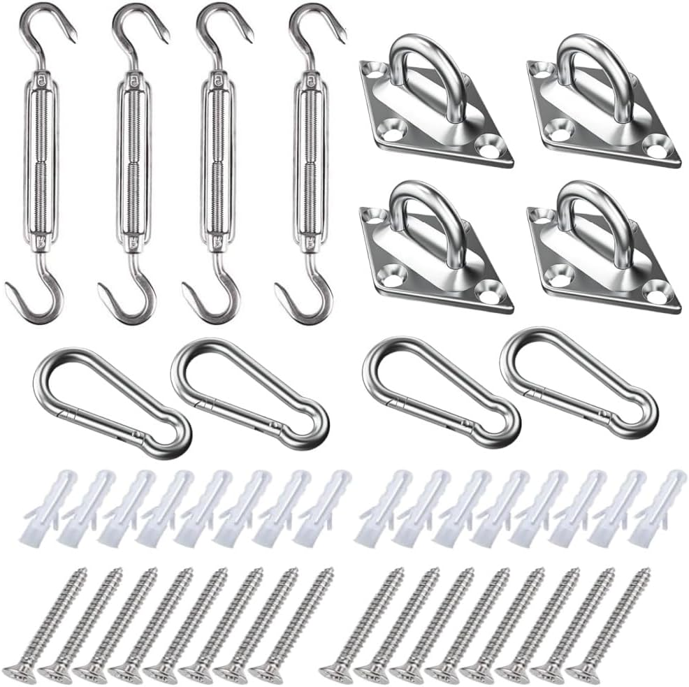 44Pcs Sun Shade Sail Hardware Kit for Triangle Square Rectangle Sun Shade Sails Installation, M6 Stainless Steel Sun Shade Sail Kit for Garden Lawn Patio, Anti-Rust image number 6