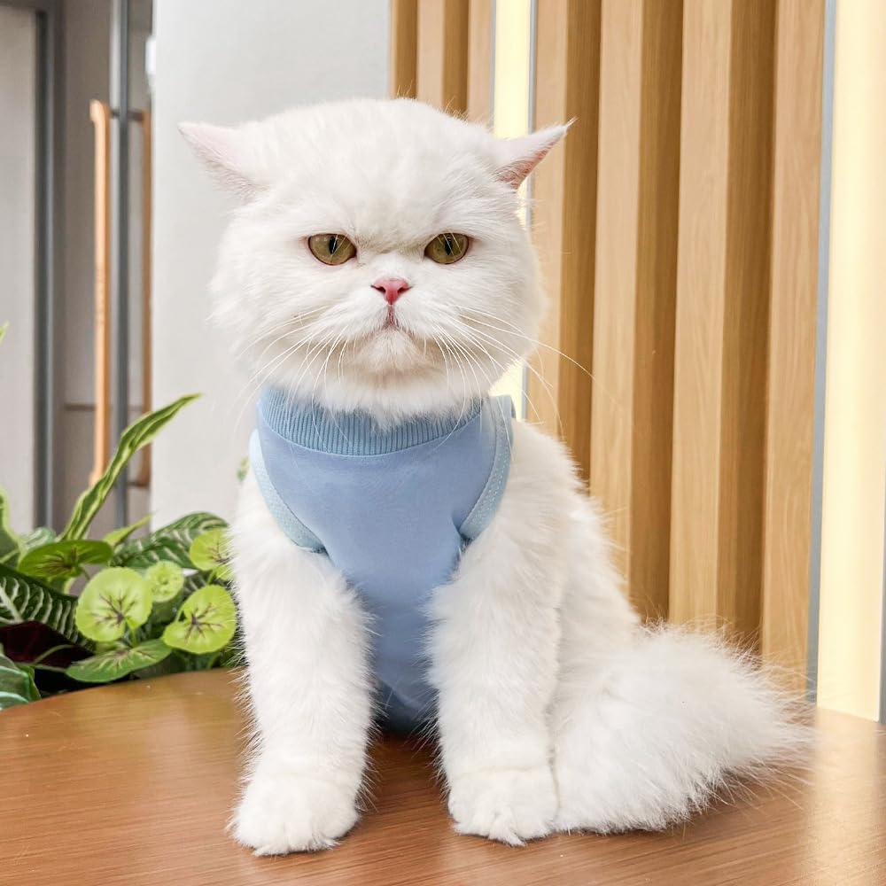 Yoolhamy Cat Recovery Suit for Post after Surgery, Elizabethan Collar & Cone Alternative, Anti-Licking Wound for Abdominal Wounds or Skin Diseases Kitten Bodysuit image number 2