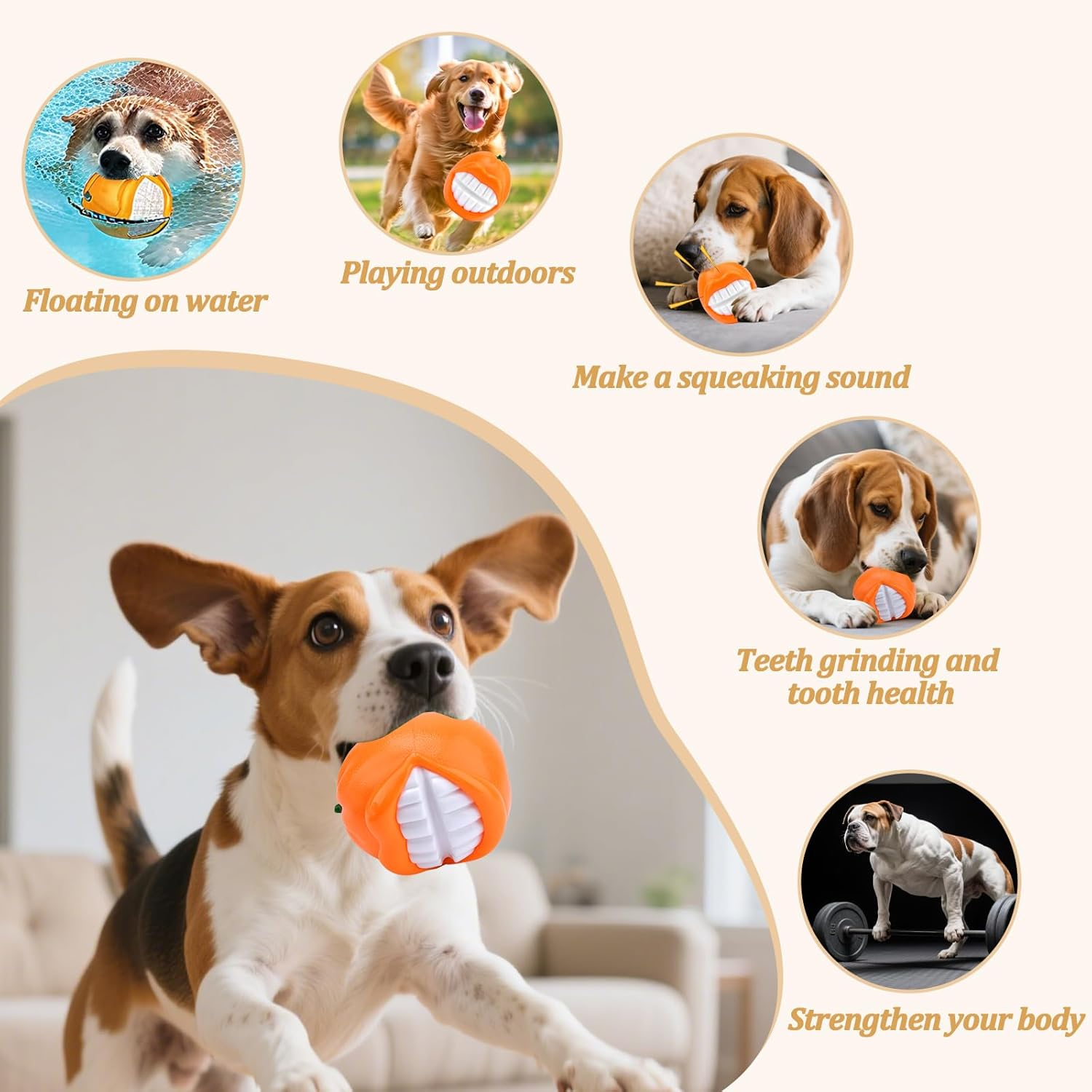 Orange Dog Toys for Aggressive Chewers, Durable Dog Toys and Chew Toys Teething Puppies, Puppy Chew Toys image number 4