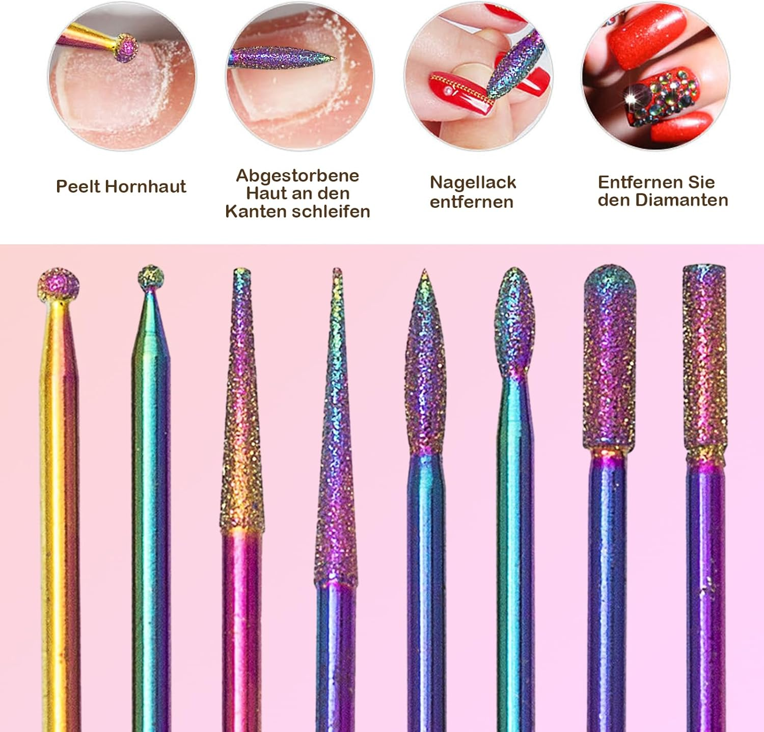 EUDUQ Pack of 17 Bits for Nail Cutter, Tungsten Carbide Nail Drill, Professional Nail Drill Bit, Cutter Attachment for Gel Acrylic Cuticle, Nail Cutter Attachments for Manicure Pedicure image number 5