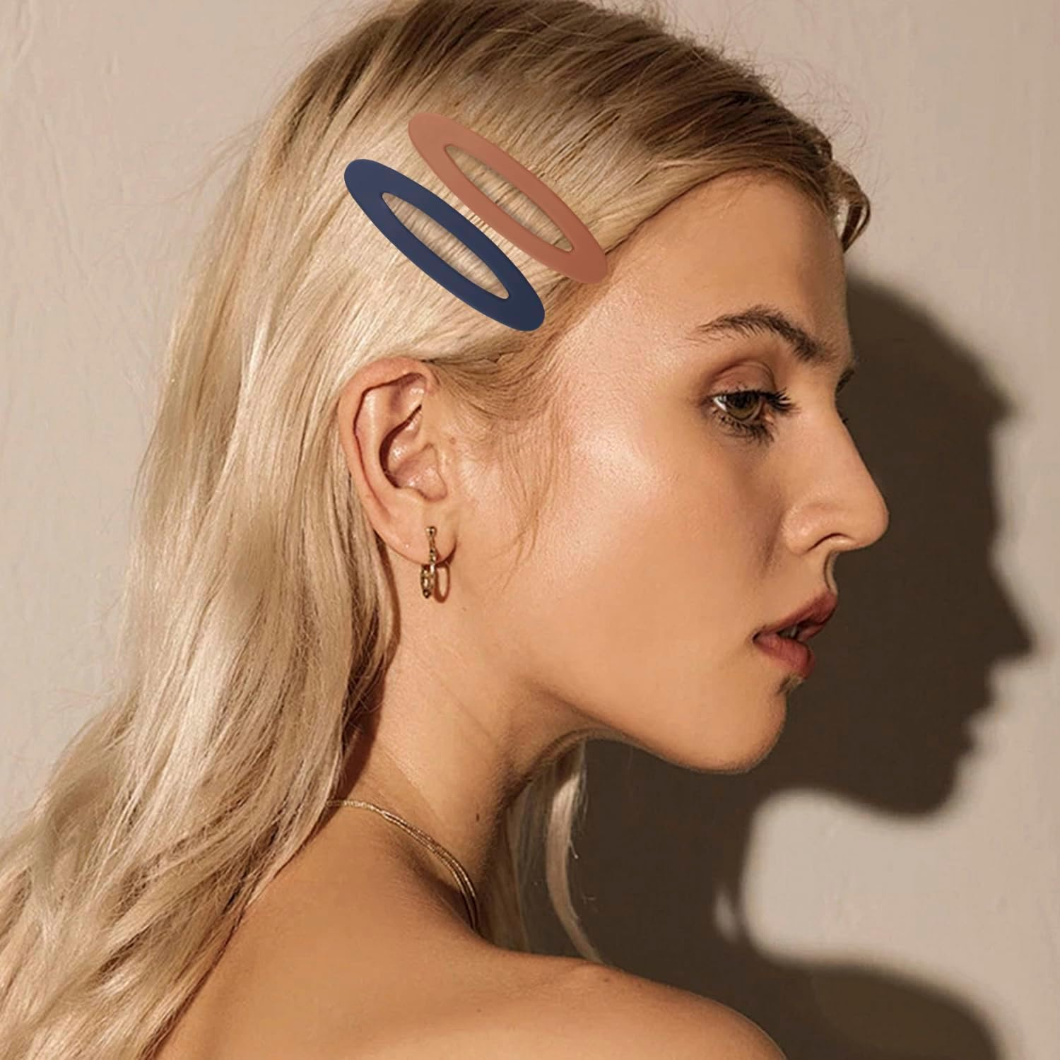 4 Pcs 9Cm/3.5Inch Large Snap Hair Clips Blue&Orange Snap Hair Barrettes Matte Snap Clips Hair Pins Medium Barrettes for Women Girls Hair Accessories image number 4