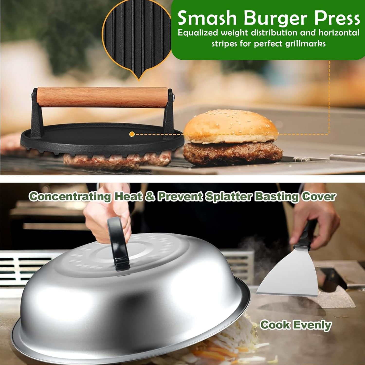 Daybreakaura Griddle Accessories Kit - 29 PCS for Blackstone and Camp Chef. Includes Metal Spatula Set, Burger Press, Melting Dome, Scraper, Tongs, Carry Bag for Outdoor BBQ image number 3