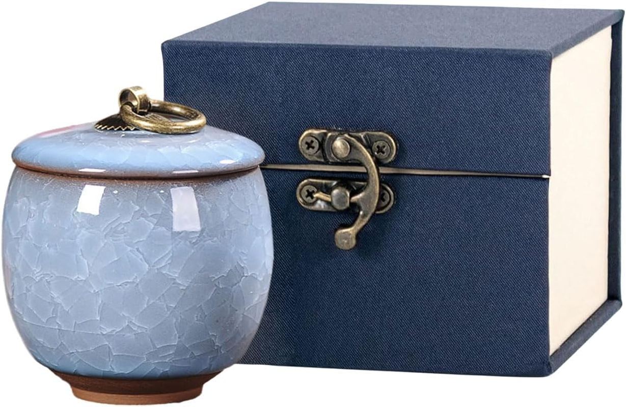 AIMALL Small Ceramic Urns for Human Ashes, Hand-Kiln Glazed Memorial Keepsake, Secure Seal, Holds 5.5 Cubic Inches, Decorative