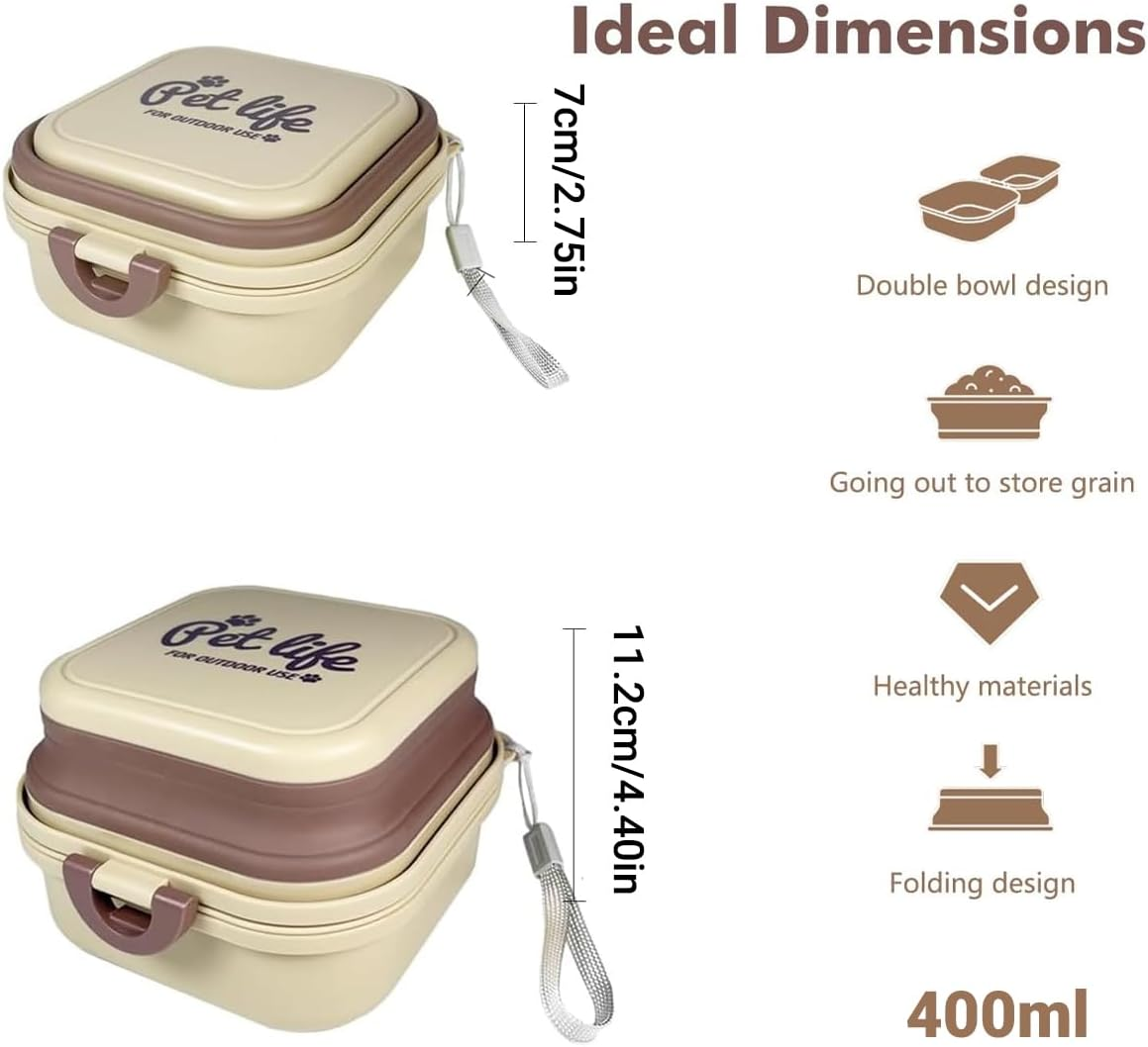 AIMALL 2-In-1 Portable Collapsible Pet Food and Water Bowl, Double-Layer Travel Dog Bowl with Lid, 5.62X5.39X2.75 Inches, Ideal for Outdoor Hiking Camping and Pets image number 1