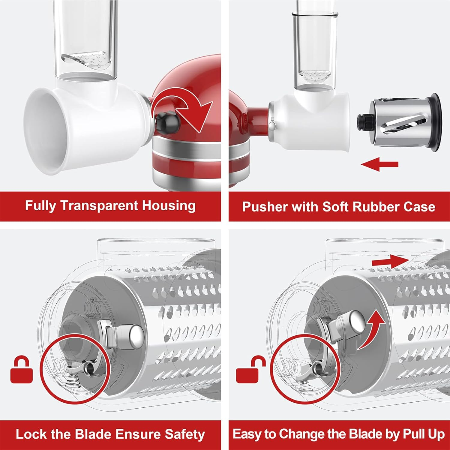 Slicer Shredder Attachment for Kitchenaid Stand Mixer, Cheese Grater Attachment for Kitchenaid Mixer, Cheese Grater Machine with 3 Blades by COFUN image number 3