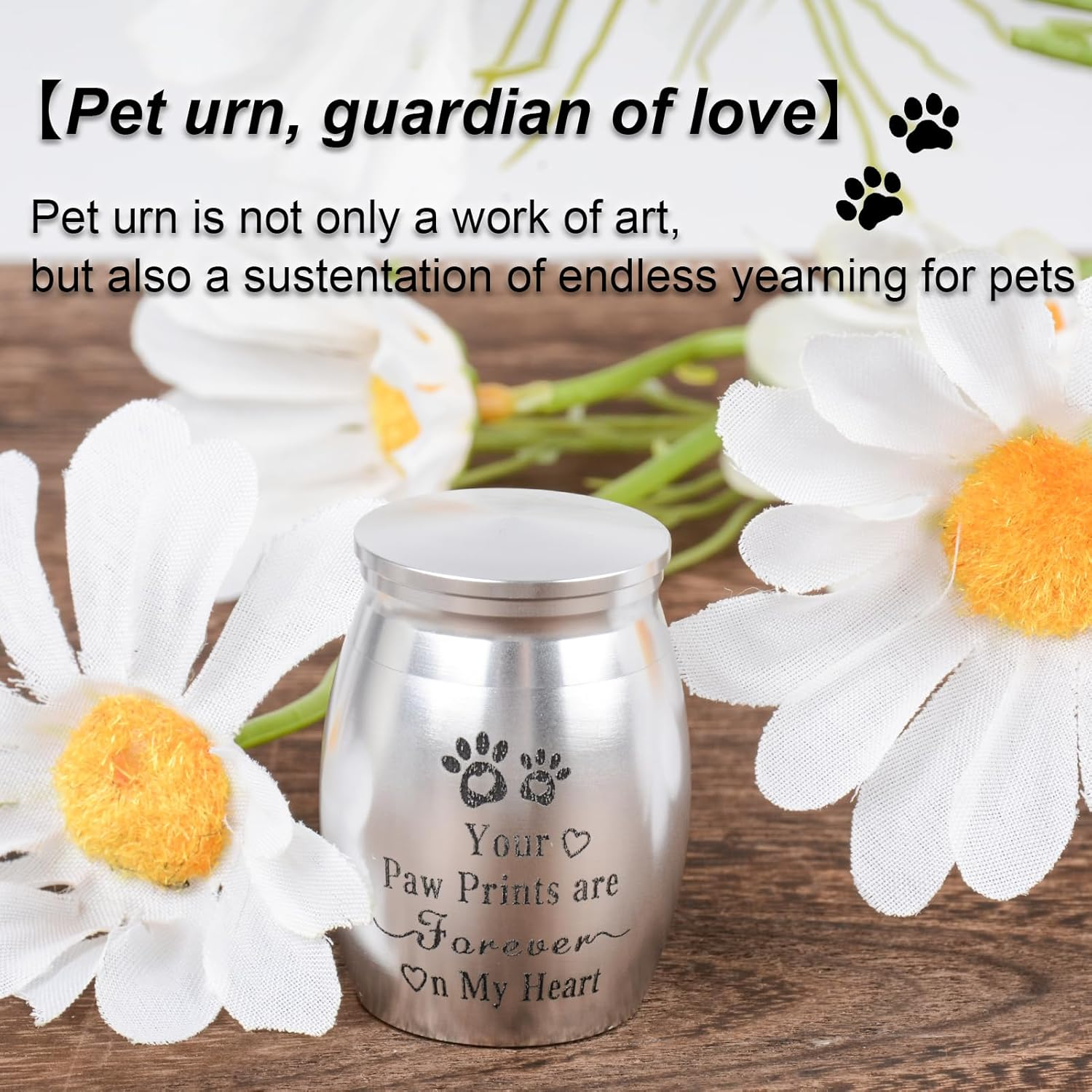 SIGONE Aluminum Small Dog Urn, Silver, Footprint Pattern, Used for Dog or Cat Ashes, Mini Ashes Souvenir, Lost Pet Memorial Condolences, Pet Cremation Urn image number 3