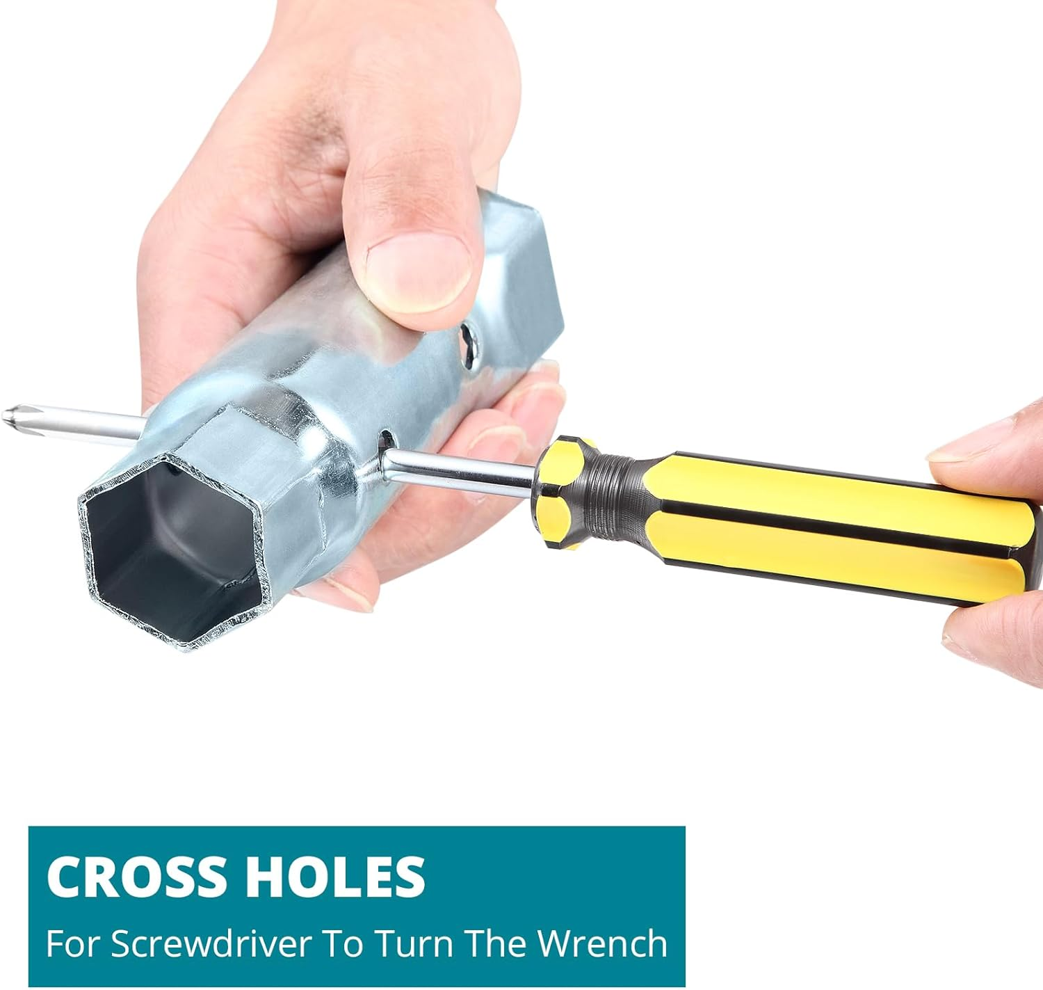 Dual Hex Wrench Removal Tool for Anode Rod and Water Heater Element, 1-1/16 in X 1-1/2 in X 6 In, Hex Socket for All Residential and RV Camper Travel Trailer Motorhome image number 4