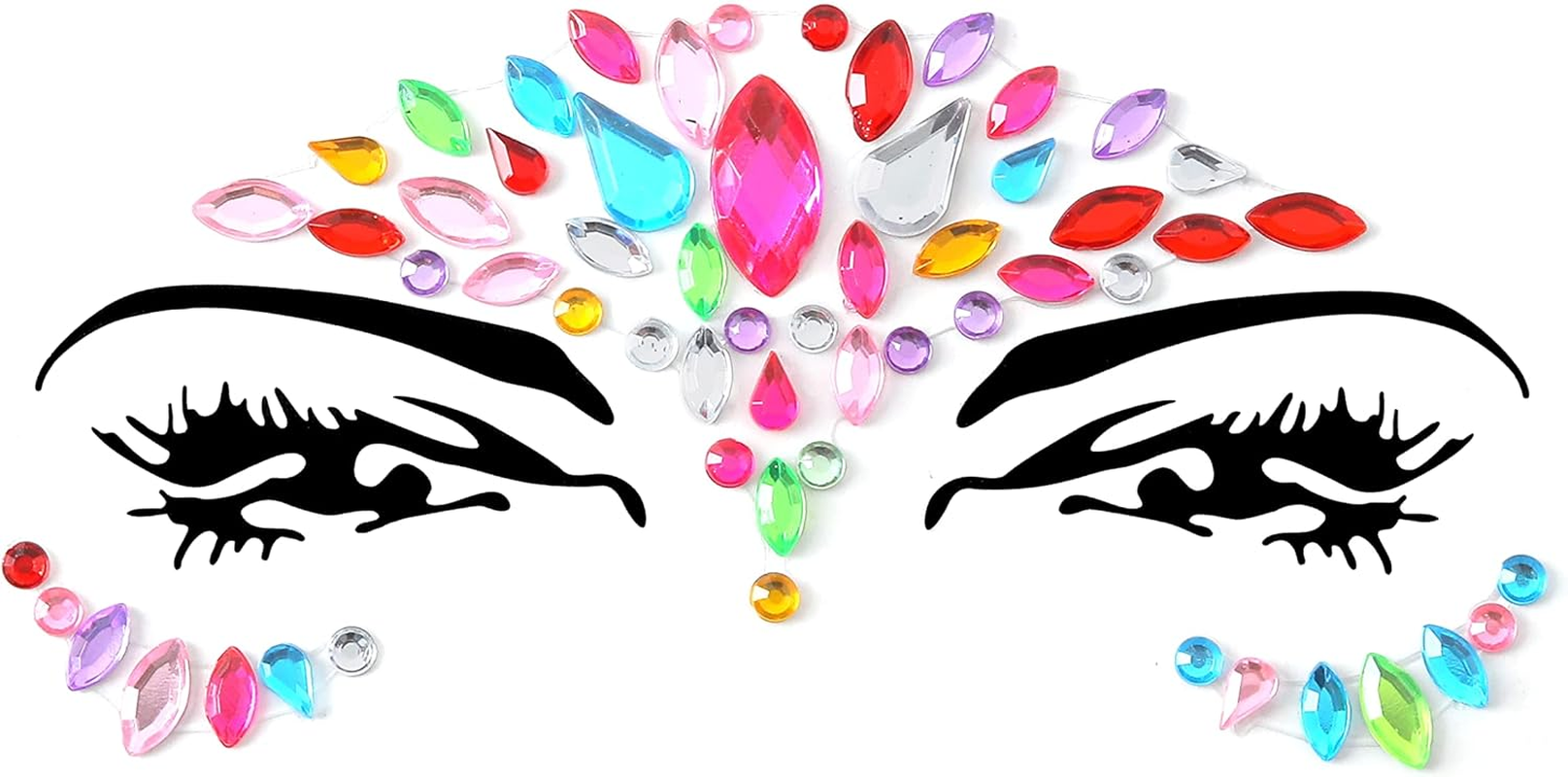Face Gems Adhesive Glitter Jewel Tattoo Sticker Festival Gems Rave Party Body Make up (6 PCS MULTI COLORS) image number 3