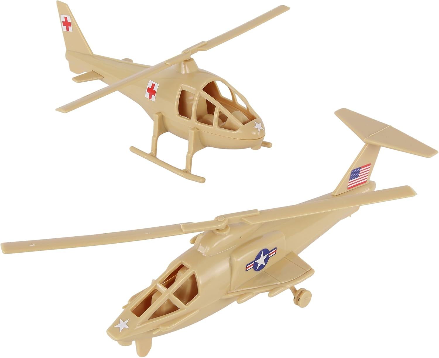Timmee Air Support Helicopters - 2Pc Tan Plastic Army Men Choppers US Made