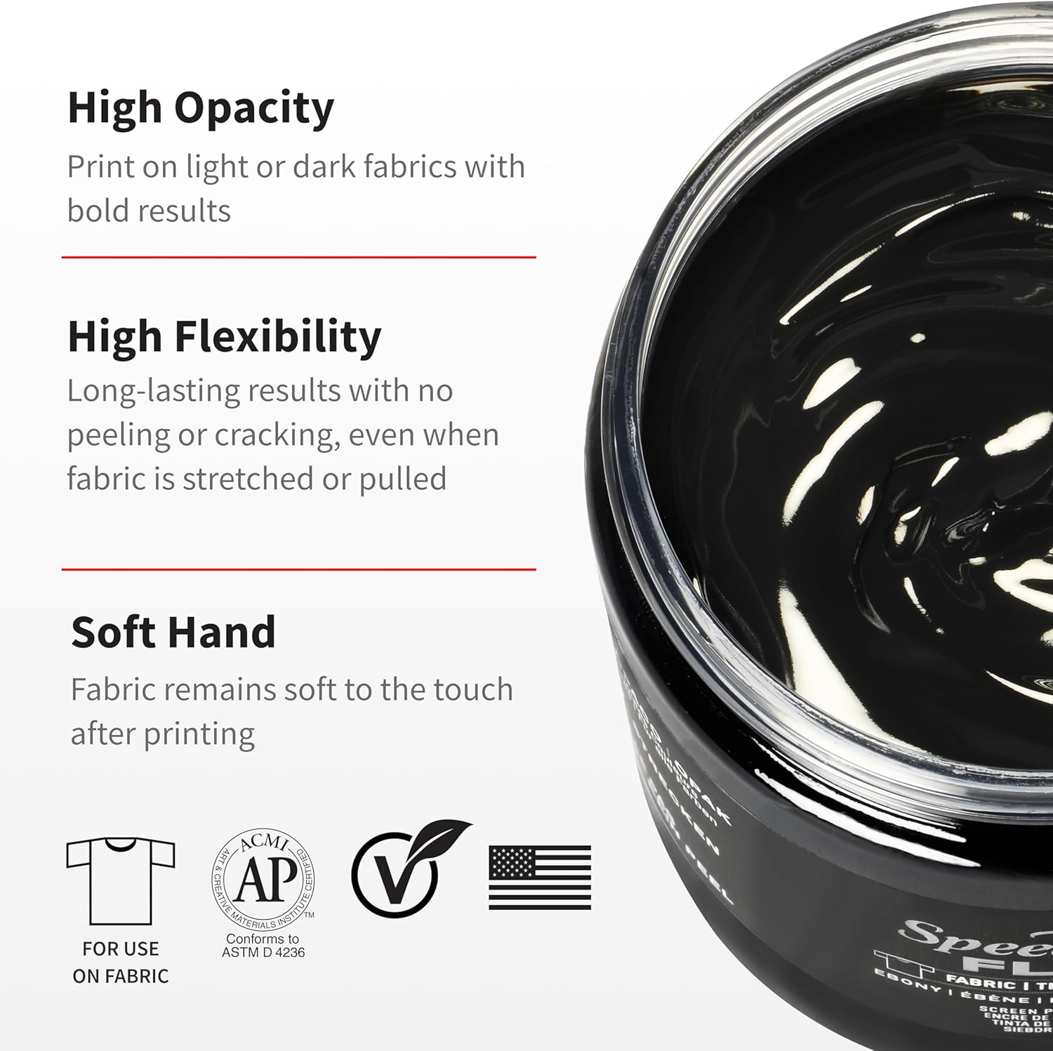 Speedball Flex Screen Printing Fabric Ink Alpine White, 236Ml, Eco-Friendly and Non-Toxic, Bright and Vibrant Colour, Ideal for Various Crafting and Artistic Projects image number 4