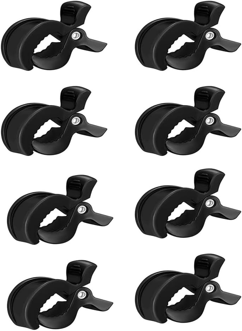 Stroller Pegs to Hook Muslin Sun Shade to Canopy,8Pcs Stroller Pegs Clips,Car Seat Cover Clips, Nursing Cover,Plastic Universal Clips, Blanket Clamp, Stroller Clips Buggy Accessory (Black)