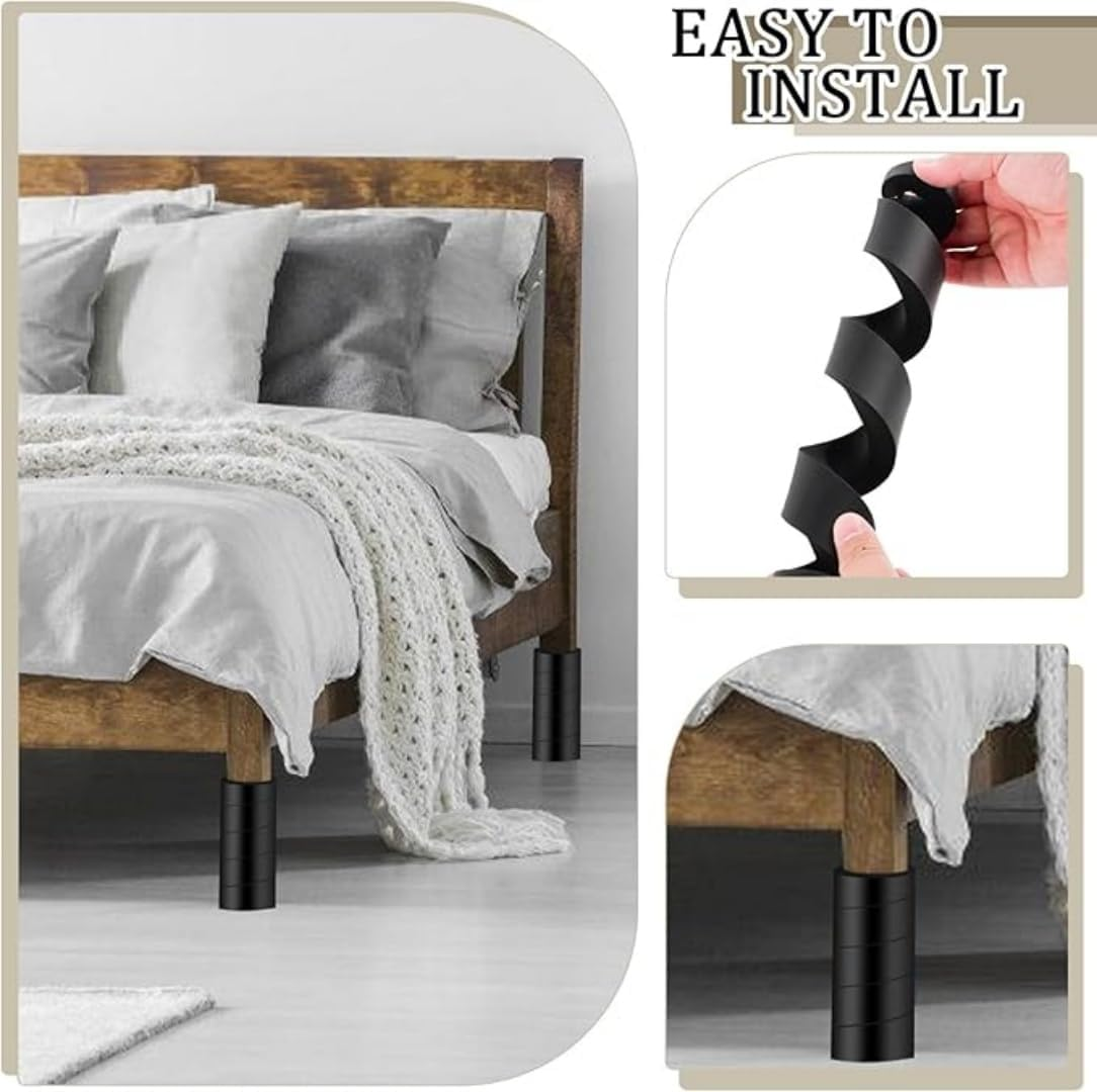 8 Pcs Bed Frame Toe Protectors,6" Foam Bed Frame Leg Covers,Bed Leg Protectors,No Adhesive or Glue,Prevent Toe-Stubbing Incidents from Hard Furniture (Black) image number 4