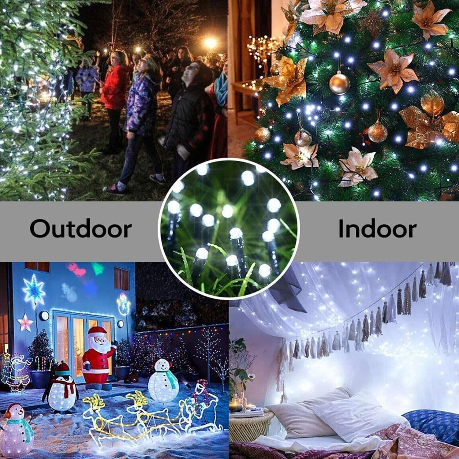 Solar Christmas Lights, 170Ft/52M 400 LED 8 Modes Solar String Lights, Waterproof Solar Fairy Lights for Xmas Tree, Garden, Home, Holiday, Outdoor Christmas Decorations (Blue) - Multicolor image number 6