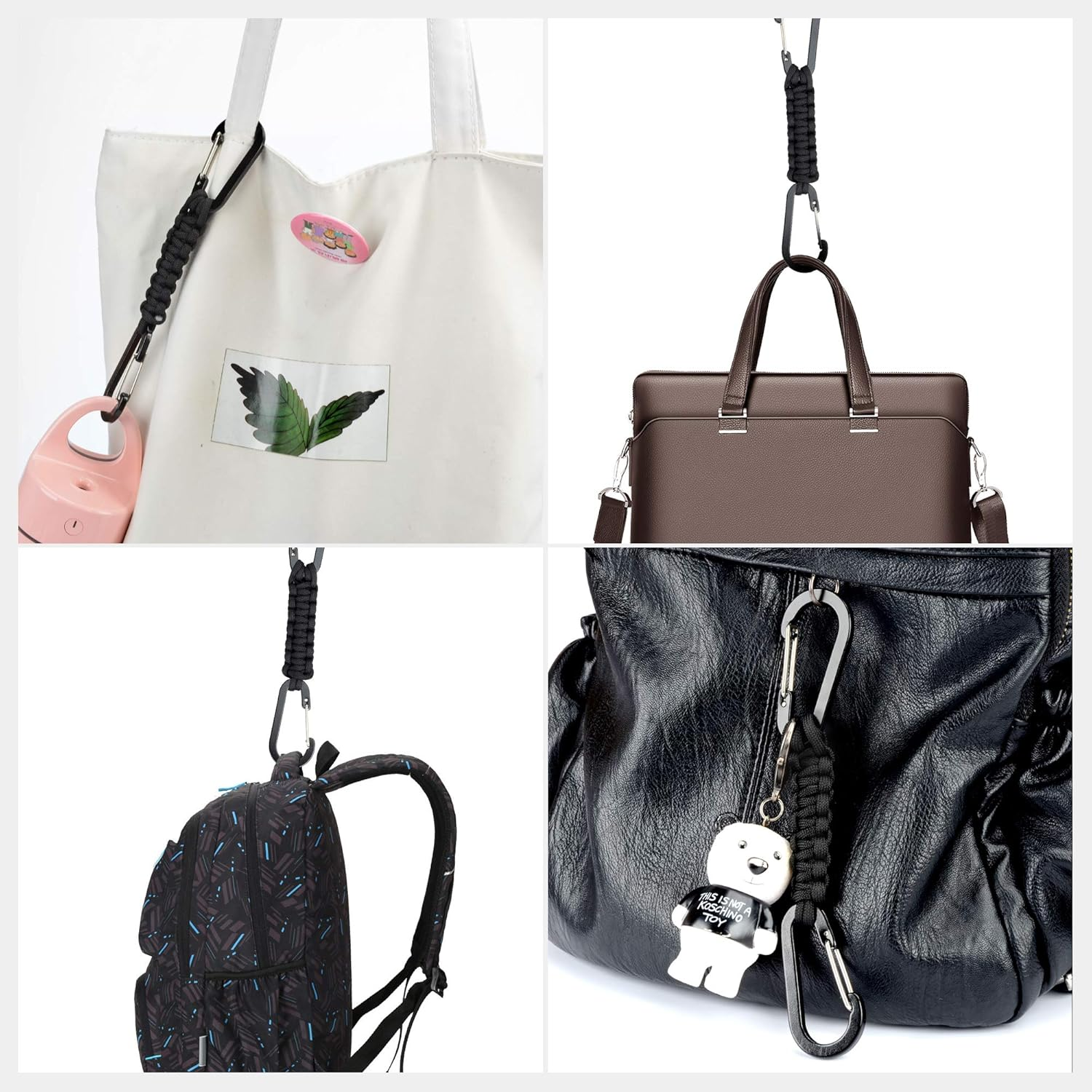 BRAVESHINE Paracord Keychain Keyring, Outdoor Carabiner Hanging Hooks Parachute Cord Mommy Clip Hook Stroller Hooks for Water Bottle, Keys, Backpack, Hanging Tools, Knife, Flashlight, Camping, Hiking image number 3