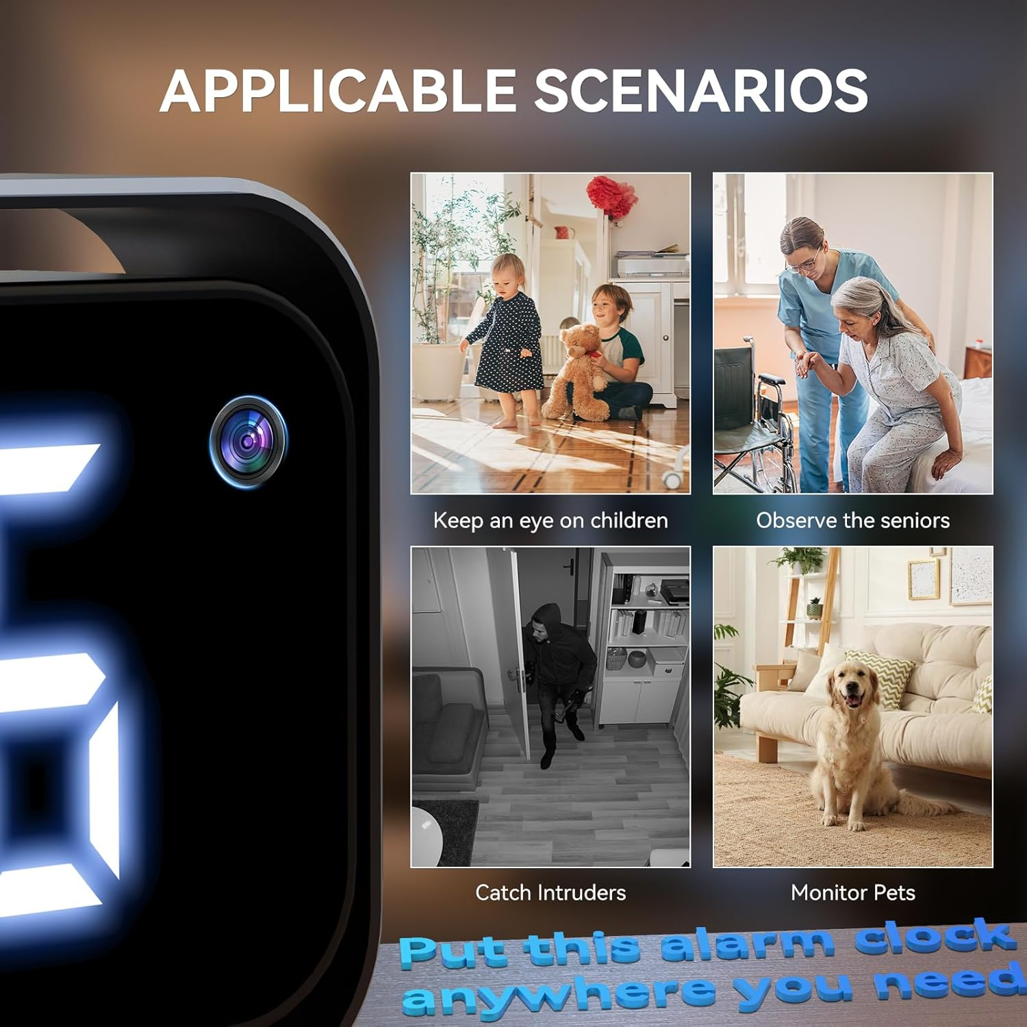 Sp/Y Camera Clock- Wireless Hi/Dden Camera with 4K HD Video and Audio Recording, Na/Nny Cam with Night Vision, Motion Detection, Local&Cloud Storage, Remote View, Mi/Ni Camera for Home image number 6