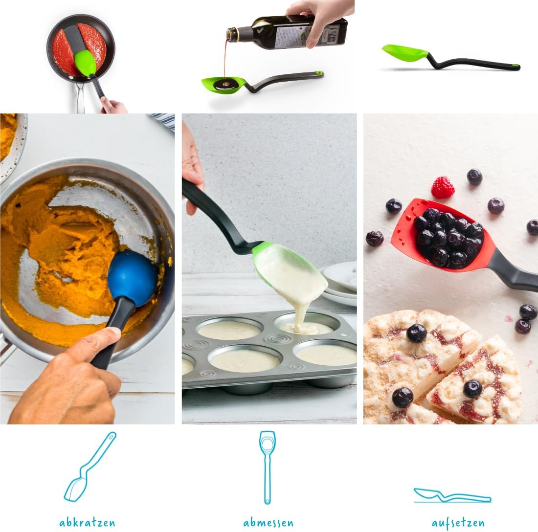 Dreamfarm Supoon Non-Stick Sit-Up Silicone Scraping, Serving, Cooking Spoon Measures 5Ml Tsp & 15Ml Tbsp - 11" Dreamfarm Blue - Dreamfarm Blue image number 4