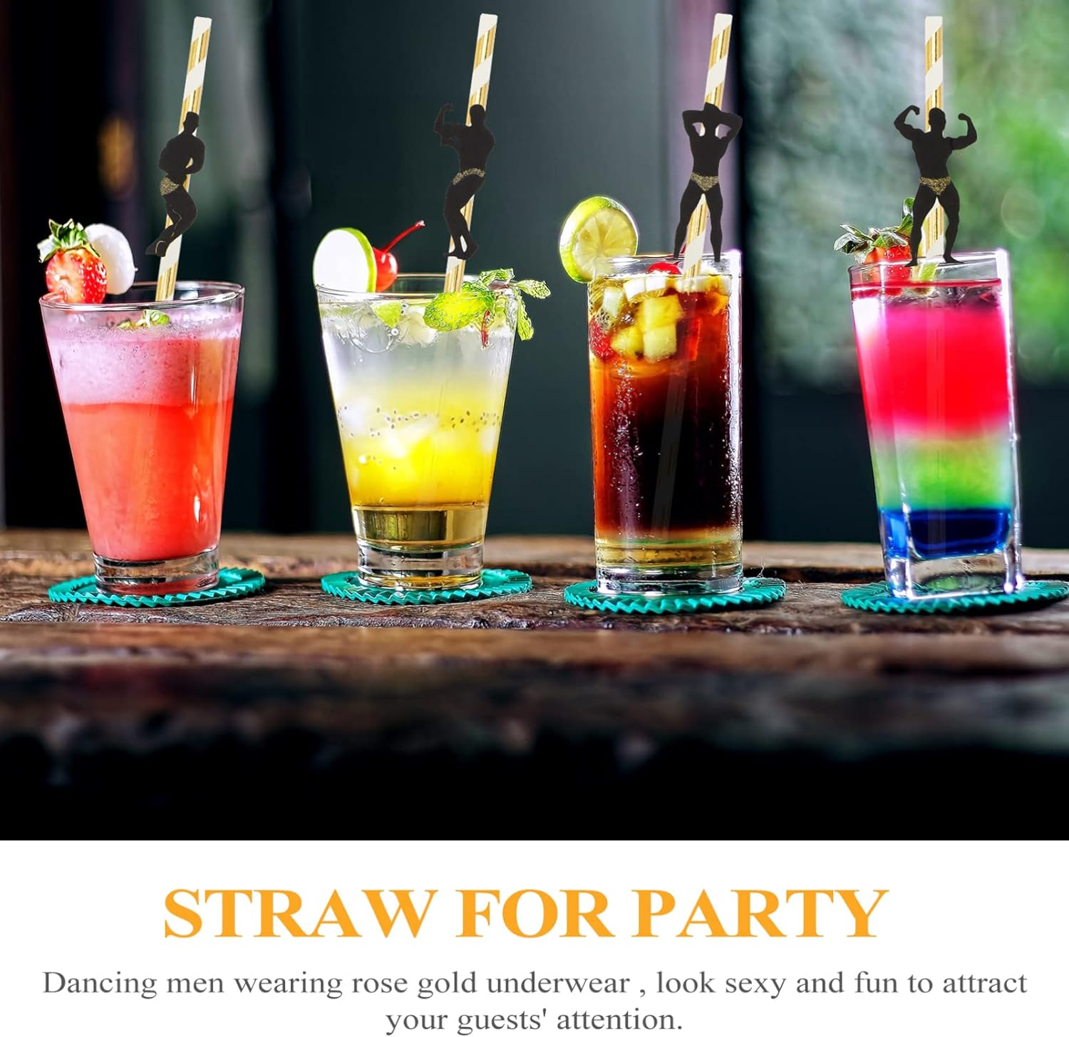 Jojofuny Bachelorette Party Decorations Straws Dancer Straw I Bridal Shower Supplies Crazy Silly Party Straws Drinking Favors Striper Games image number 5