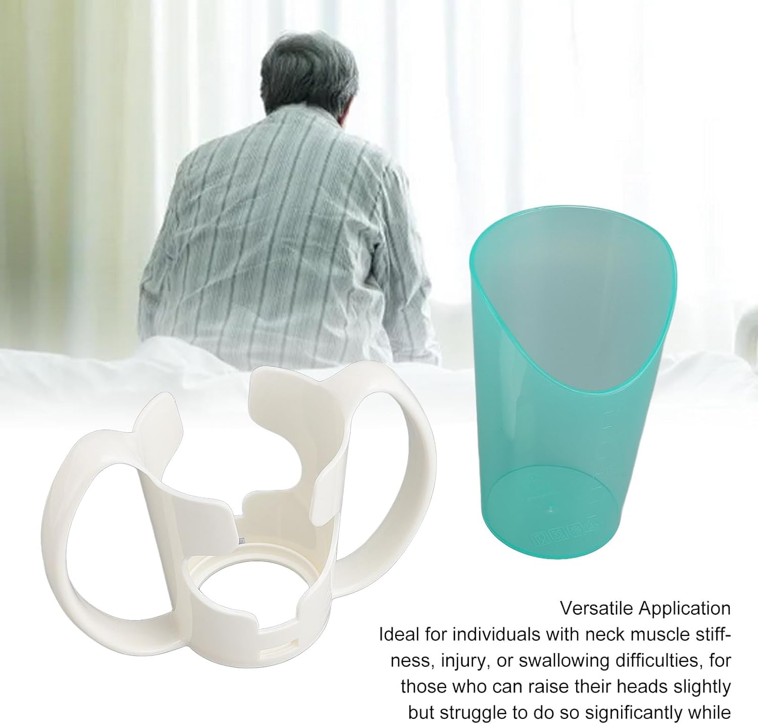 Nosey Cups, Patient Care Food Liquid Drinking Cup Mug with Holder, Beveled Mouth Handicap Cups for Elderly Care, Lightweight Drinking Cup for Elderly Adults Care Living Hospital image number 6