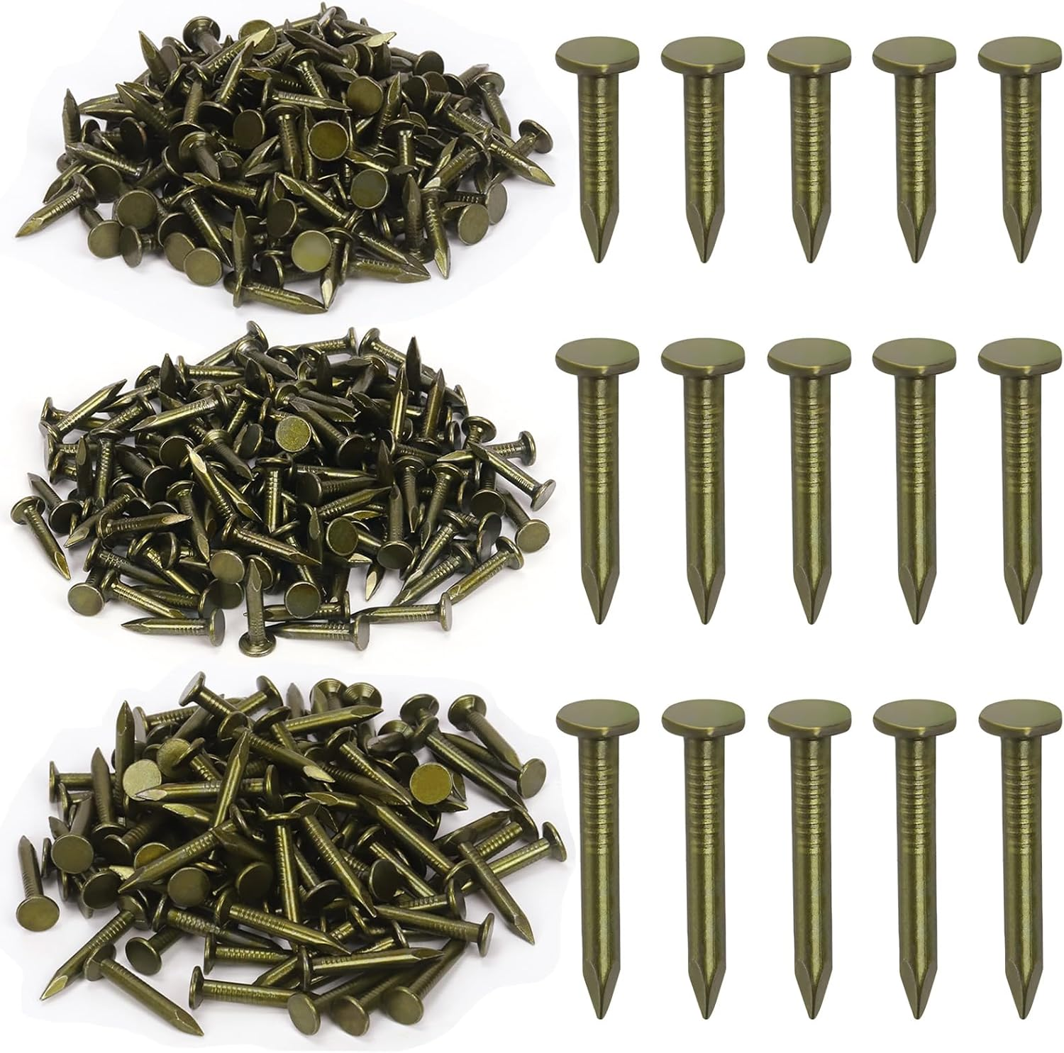 Swpeet 400Pcs 3 Sizes 3/4'' 1'' 1-1/4'' Roofing Felt Lacquered Nails Assortment Kit, Steel Roofing Felt Lacquered Nails Used to Fasten Roofing Felt, Asphalt Shingles and Insulation Board image number 2