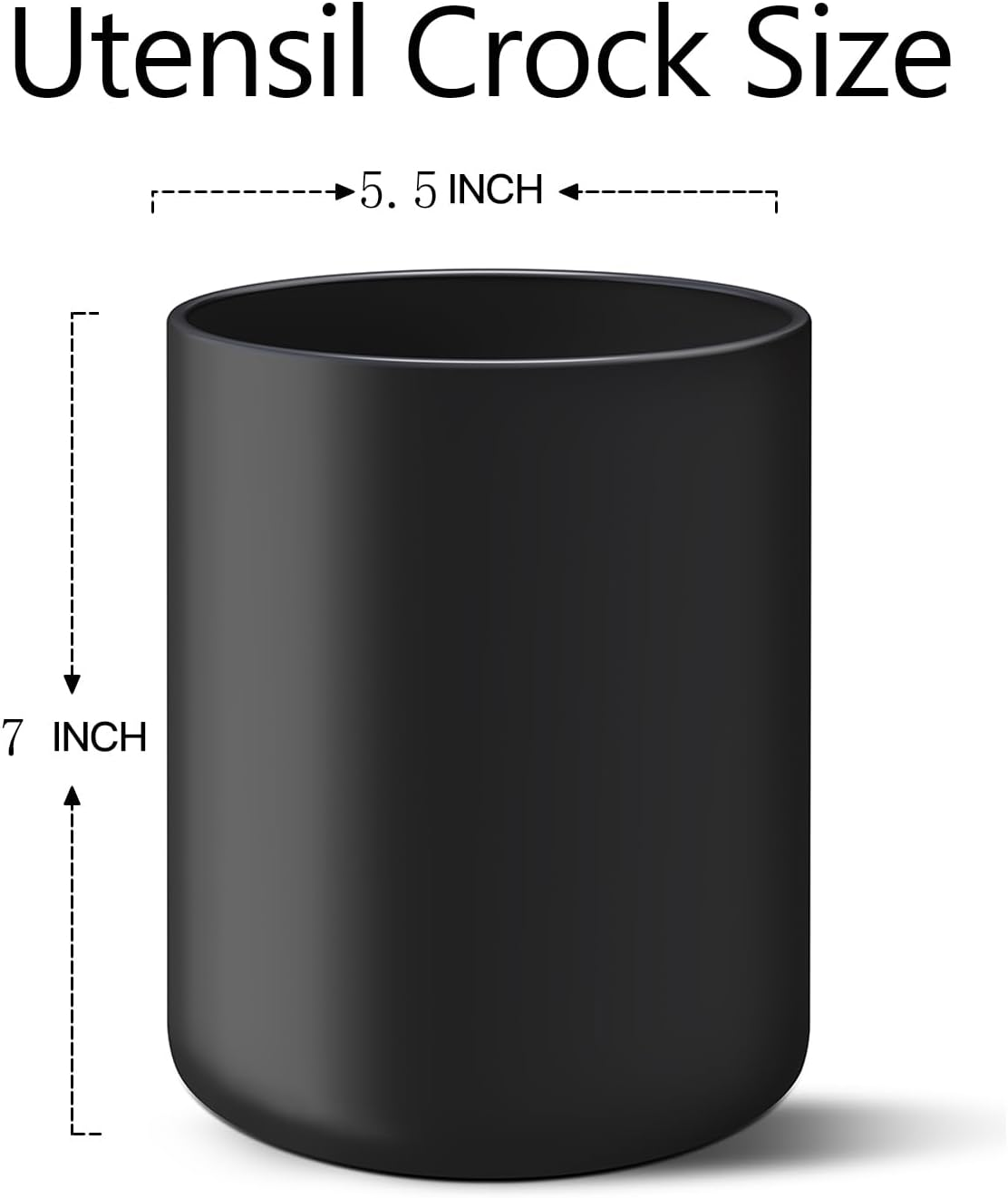 LATCHHOOK Black Kitchen Utensil Holder for Countertop, Matte Ceramic Cooking Utensils Holder for Kitchen Counter Easy to Clean, High 7&rdquo; Modern Spatula Holder Crock for Kitchen 7&times;5.5 Inch, UT-01 image number 3