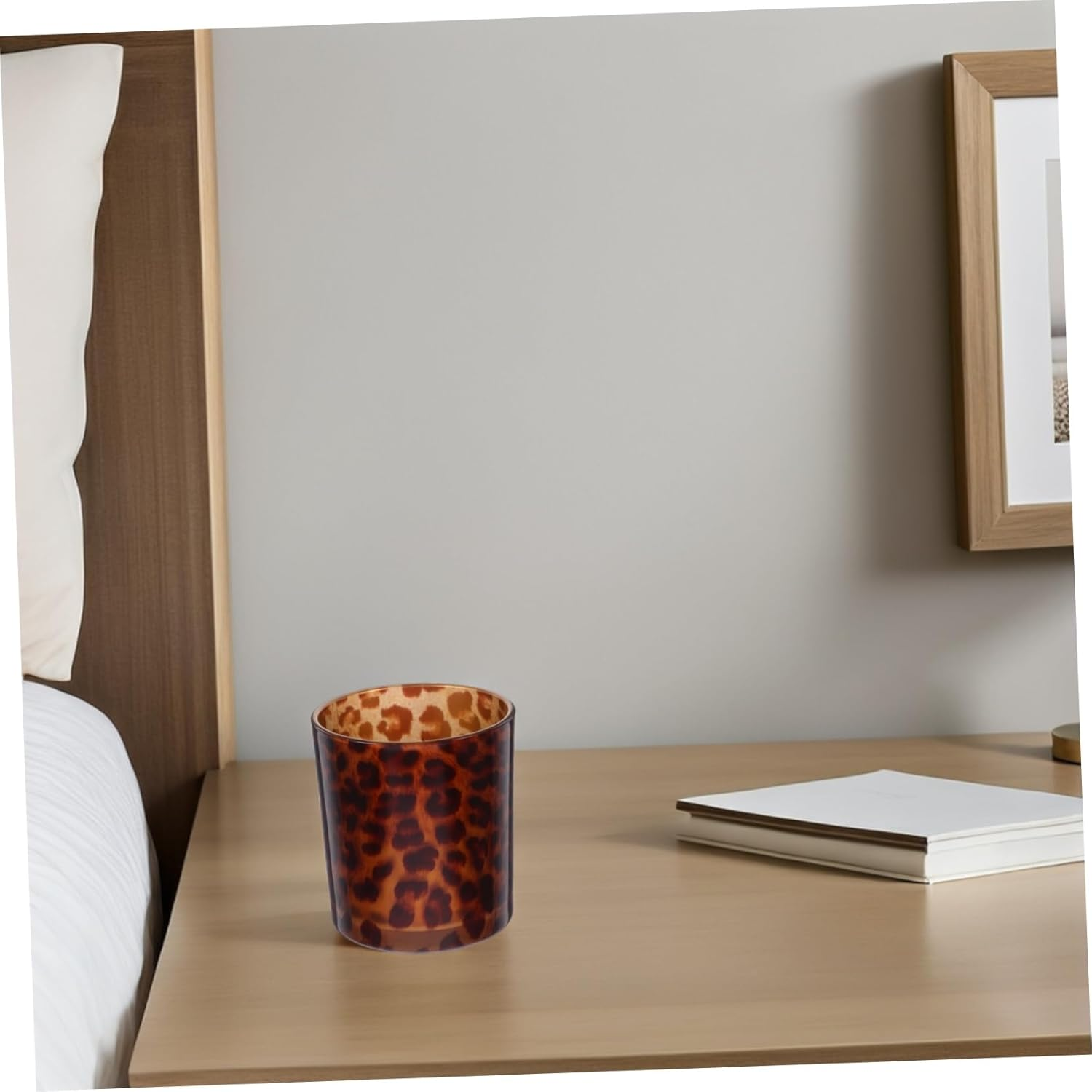 CORHAD Leopard Print Glass Candle Holder Stylish Decorative Cup for Home for Valentine Day Celebrations for Living Room and Kitchen Use image number 3
