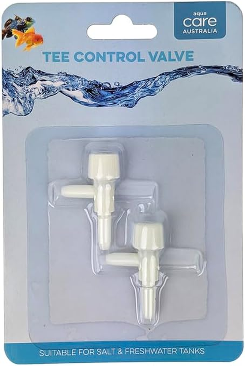 Aqua Care Aquarium Tee Control Valve 2 Pack - Fish Tank, Aquarium Pump, Airflow, Suitable for Salt and Fresh Water Tanks, Black