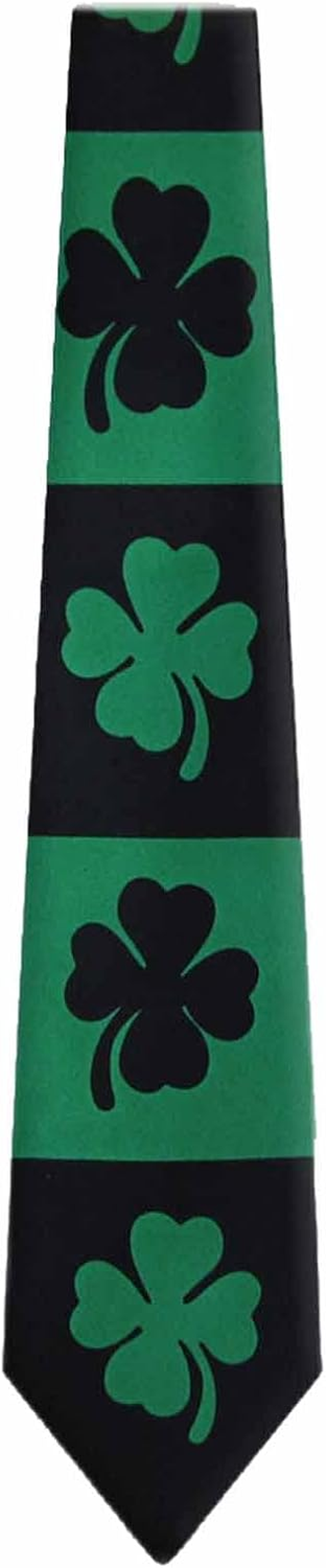 STPATS-10021 - Mens Novelty Shamrock St. Patrick'S Day Irish Necktie, Black Green, One Size